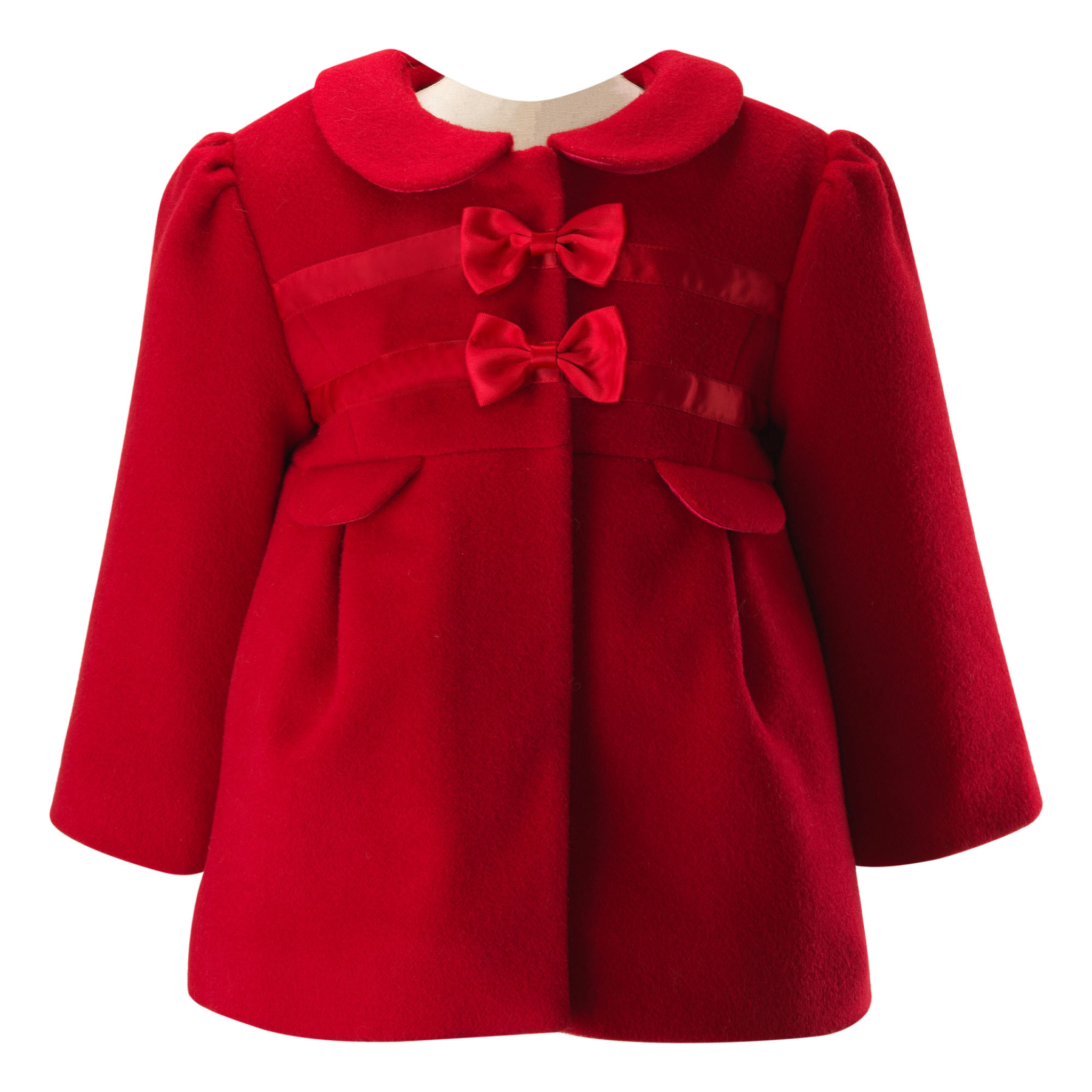 Adorable Baby Girl's Red Bow Trim Winter Coat - Warm & Stylish Outerwear for Toddlers - Perfect for Holidays, Parties & Outdoor Adventures