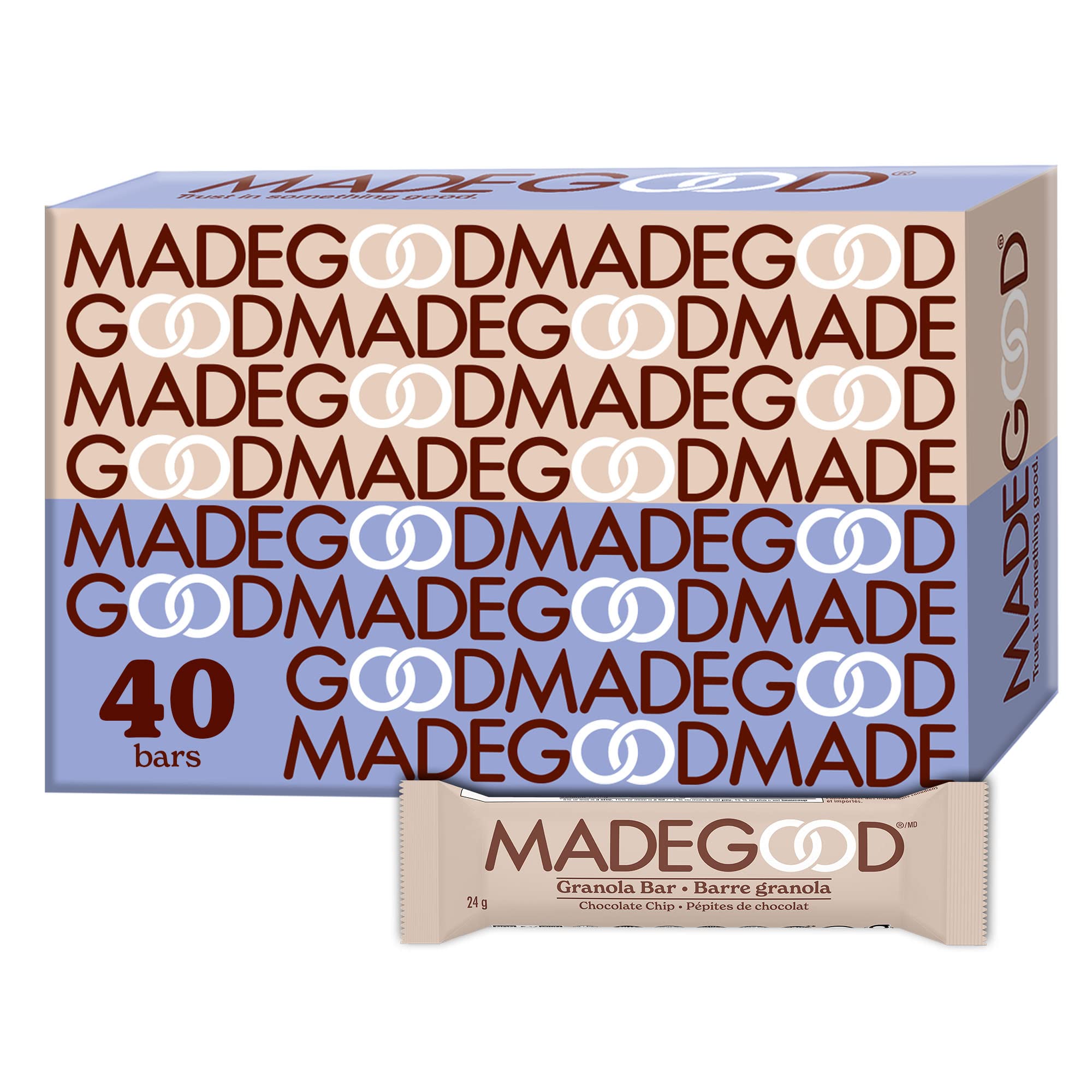 MadeGood Gluten Free Granola Bars, Chocolate Chip, 24g (40 Count) - Healthy Snacks for Kids, School Lunches & On-the-Go Energy