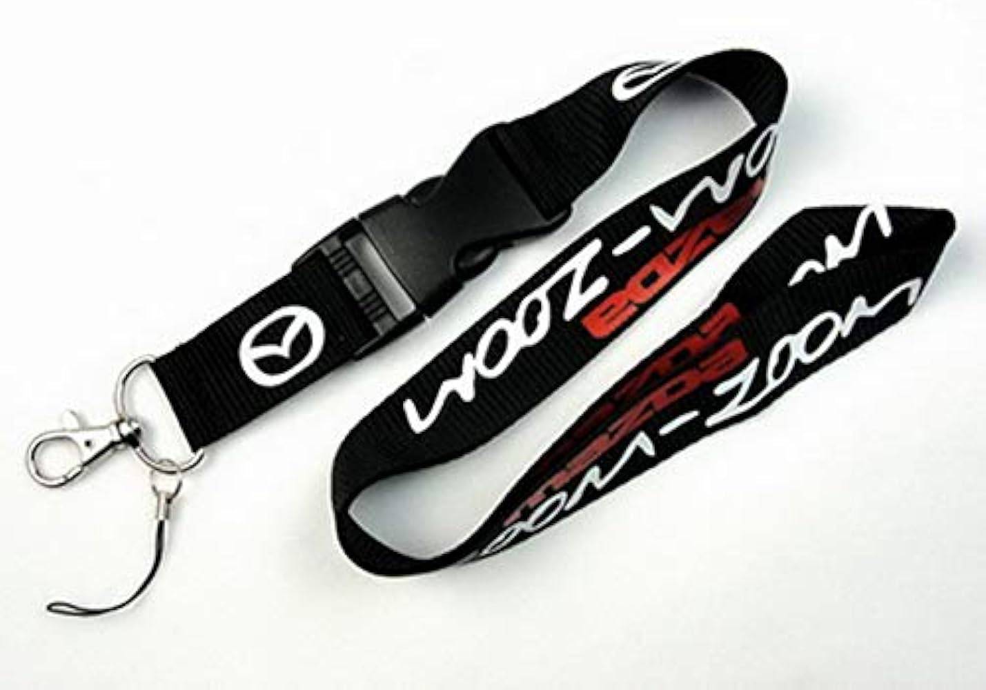 Mazda Zoom Lanyard - Black with White & Red Logo - Car Key Holder for Work ID Badge & Event Passes