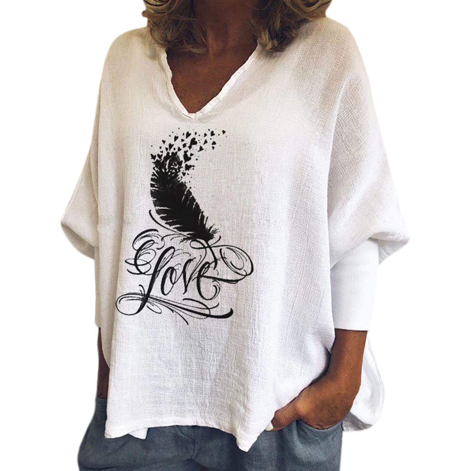 Women's V-Neck Long Sleeve Pullover Tops - Casual Summer Blouses & T-Shirts for Women | Perfect for Work, Travel and Everyday Wear