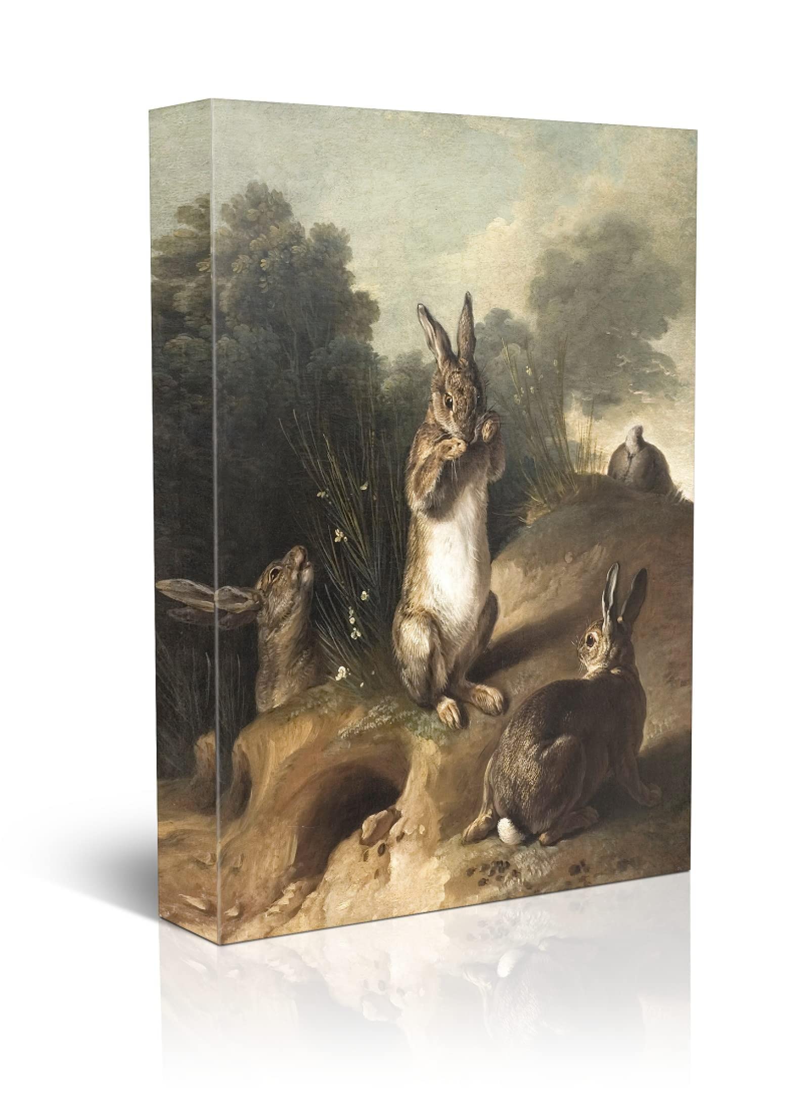 Vintage Spring Rabbit Canvas Wall Art - Framed Easter Home Decor Painting for Bedroom & Living Room - 12x18 Inches (30x45cm) - Perfect for Easter Decorations, Spring Home Accents & Wall Gallery Displays
