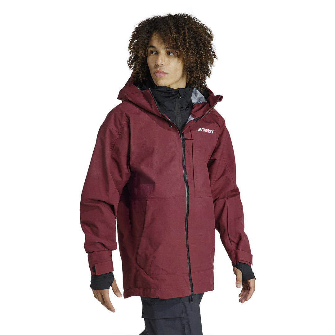 Adidas Men's Terrex Techrock 3 Layer Waterproof Hiking Jacket - Recycled Nylon Rain-Ready Outdoor Shell for Camping & Mountain Climbing (IB4219)