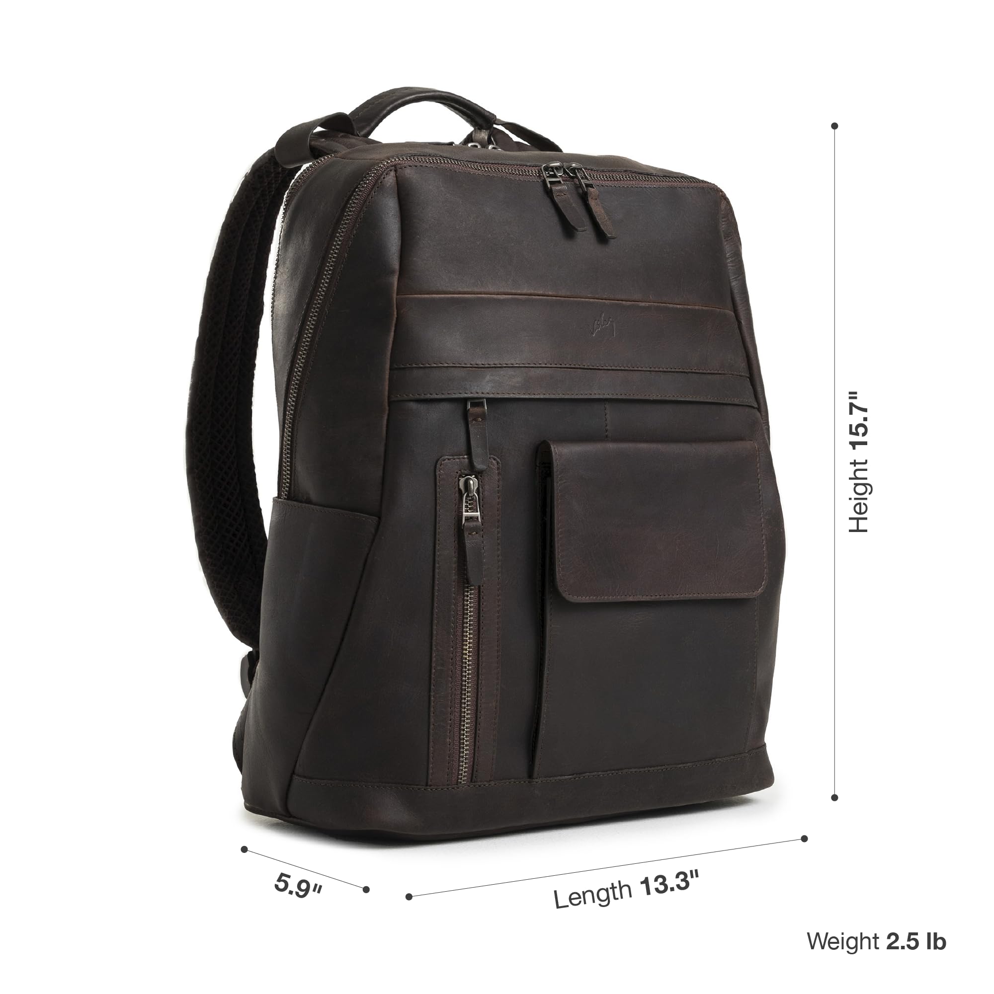 VELEZ Genuine Top Grain Leather Backpack for Men & Women - 17 Inch Laptop Bag with Large Capacity - Stylish Casual Daypack & Business Travel Backpack - Perfect for Office, College, Commuting & Weekend Adventures
