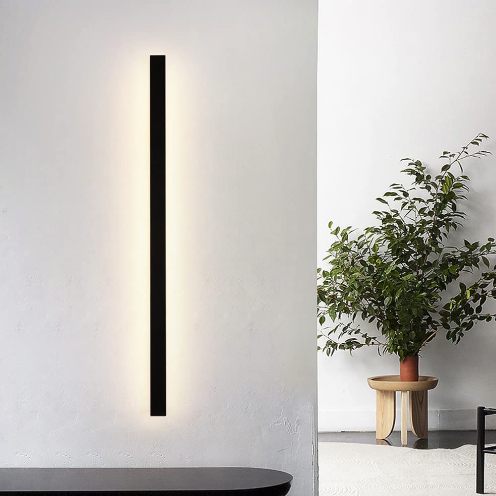 Modern LED Waterproof IP65 Outdoor Wall Light - Black Long Wall Lamp for Garden, Porch, Bedroom & Backlighting | 110V/220V | Durable Sconce Lantern for Patio, Hallway & Landscape Lighting