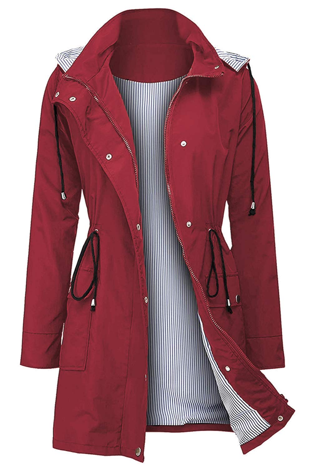 Arthas Women's Lightweight Waterproof Rain Jacket with Hood - Breathable Active Outdoor Trench Coat for Hiking, Travel & Commuting - Plus Size Raincoat for Girls