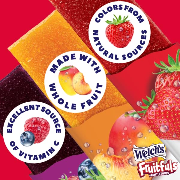 Welch's Absolute Fruitfuls Strawberry Fruit Strips - Healthy Dried Fruit Snacks for Kids & Adults, 0.5oz (10 Pack) - Perfect for School Lunches, Hiking, Office Snacks & On-the-Go Energy