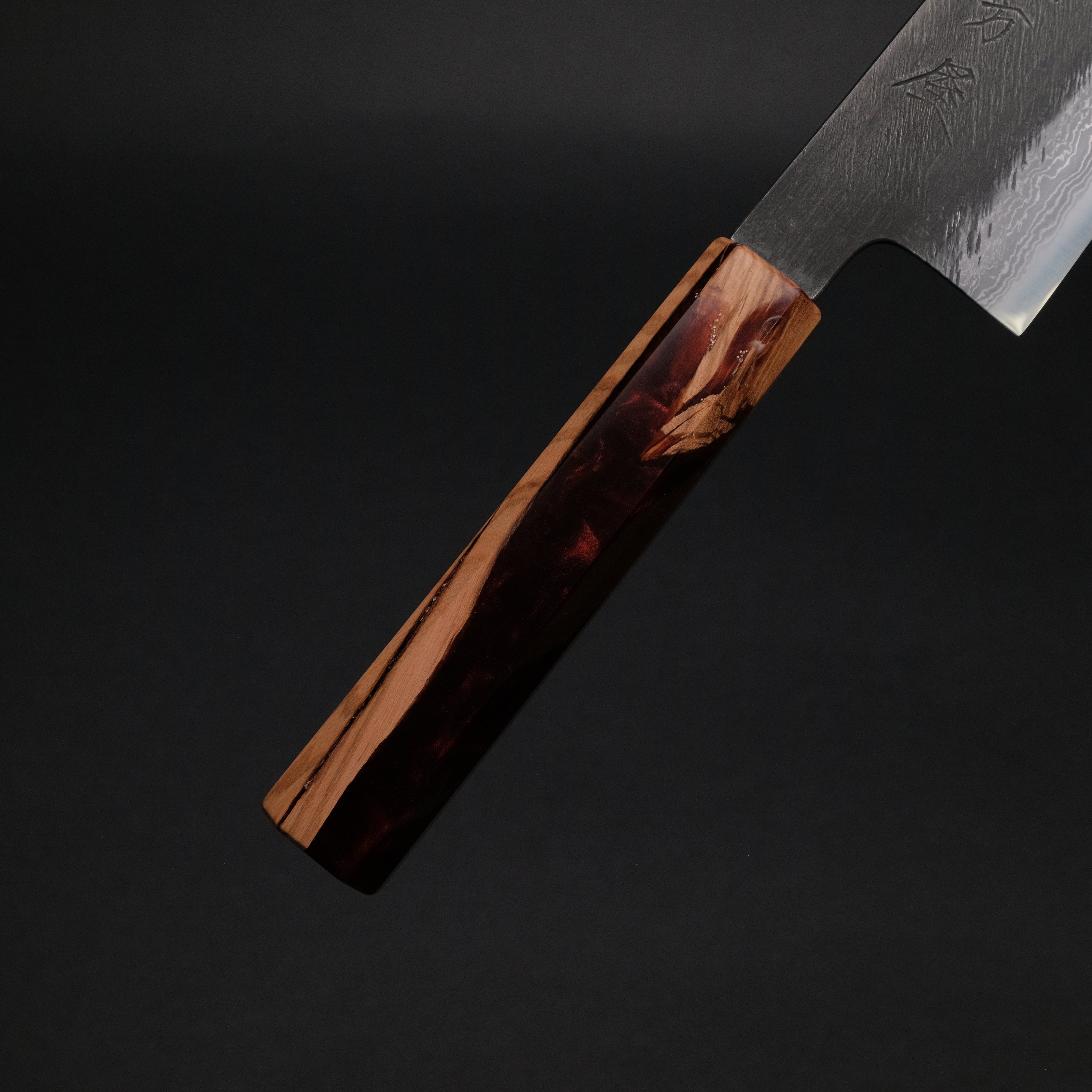 Ajikataya White #2 Matsuba Damascus Gyuto 210mm Japanese Chef Knife with Olive Wood & Resin Handle - Premium Kitchen Knife for Sushi, Meat Cutting & Professional Cooking (#11)