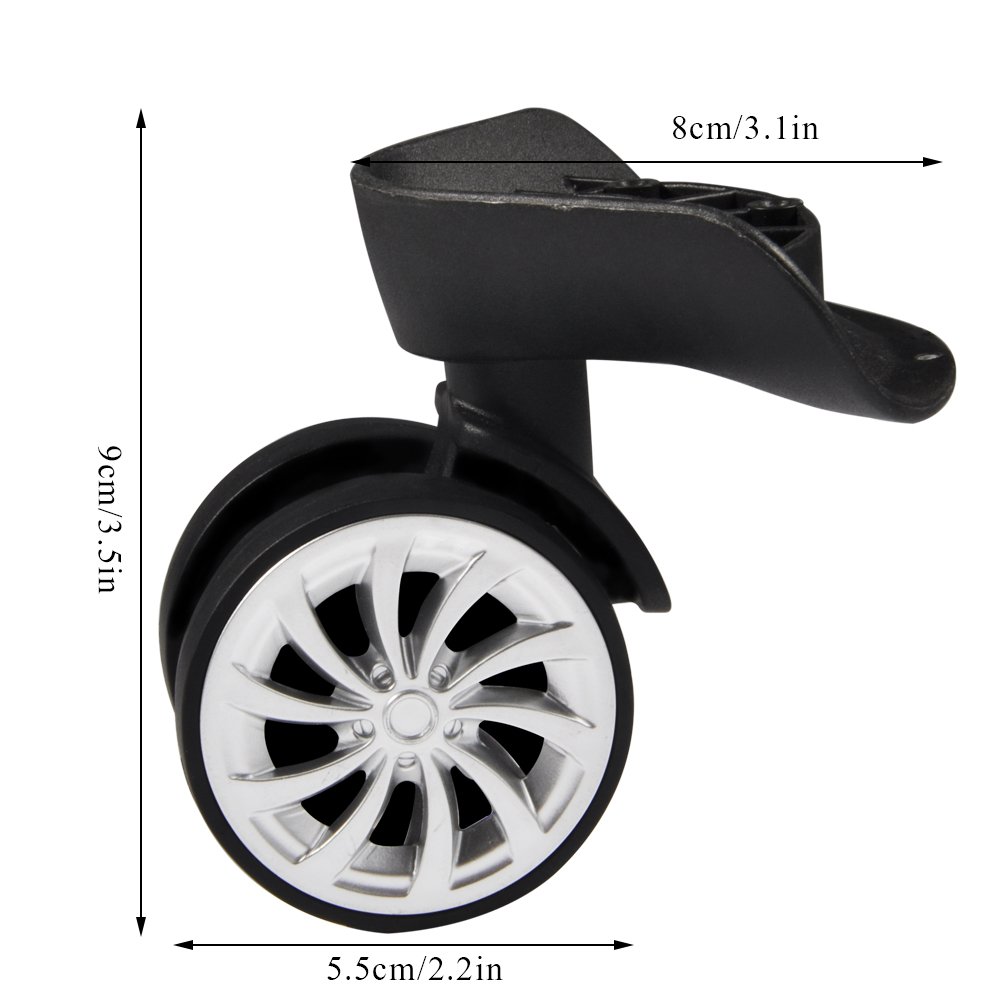 Premium 360° Swivel Trolley Wheels for Luggage - Durable Plastic Fan-Style Replacement Suitcase Wheels (A57 Model) - Perfect for Travel, Business Trips & Airport Use