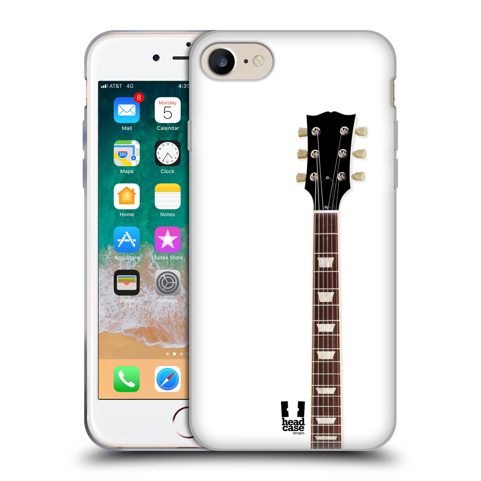 Head Case Designs White Electric Guitar Soft Gel Phone Case - Compatible with Apple iPhone 7/8/SE (2020 & 2022 Models) | Protective Shockproof Cover for Music Lovers & Guitar Enthusiasts | Perfect for Concerts, Music Practice & Daily Use