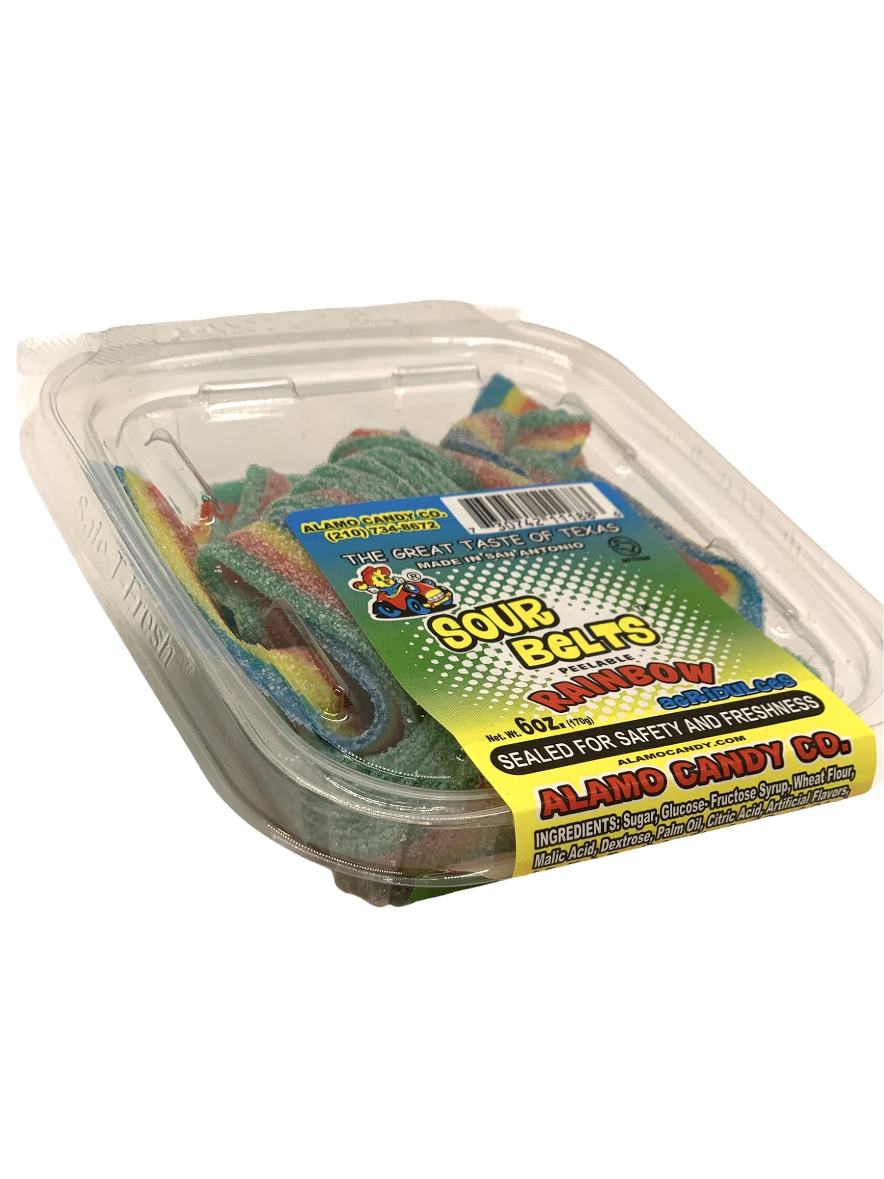 Alamo Candy Sour Belts - 1 Count Peelable Rainbow Belts | Tangy & Chewy Candy for Parties, Movie Nights & Snack Time