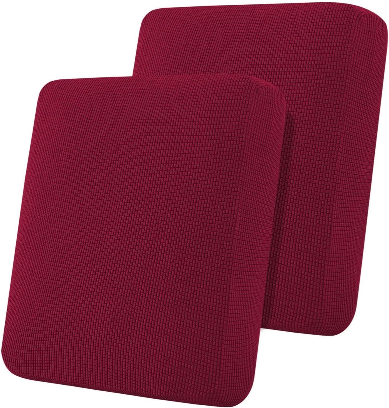 Flamingo P Stretch 2-Piece Sofa Slipcover Set - Washable Couch Covers for 2-Cushion Couches, Stretchable Furniture Protector in Wine Red - Perfect for Living Room, Family Room & Home Decor