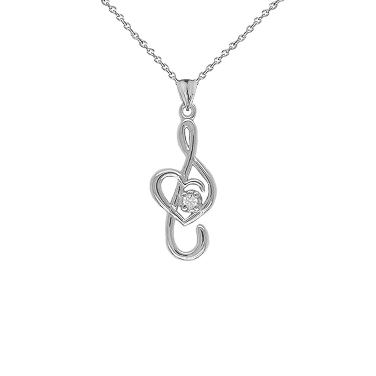 10K Gold Diamond Treble Clef Heart Music Note Pendant Necklace for Women - Large Size, Elegant Gift for Musicians, Valentine's Day & Anniversary Jewelry - Perfect for Concerts, Date Nights & Special Occasions