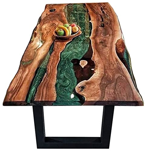 Set of 2 Epoxy Live Edge Wooden Tables - Natural Wood & Resin River Dining Tables - Perfect for Modern Dining Rooms, Kitchen Islands & Office Conference Tables