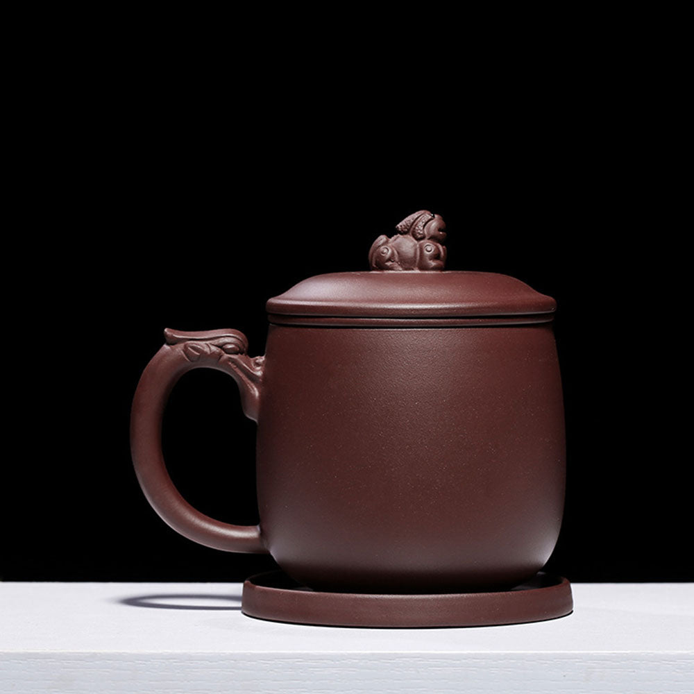 Premium Purple Clay Dragon Tea Cup with Removable Infuser - Handcrafted Chinese Yixing Teapot for Loose Leaf Tea, Perfect for Gongfu Tea Ceremony & Daily Brewing
