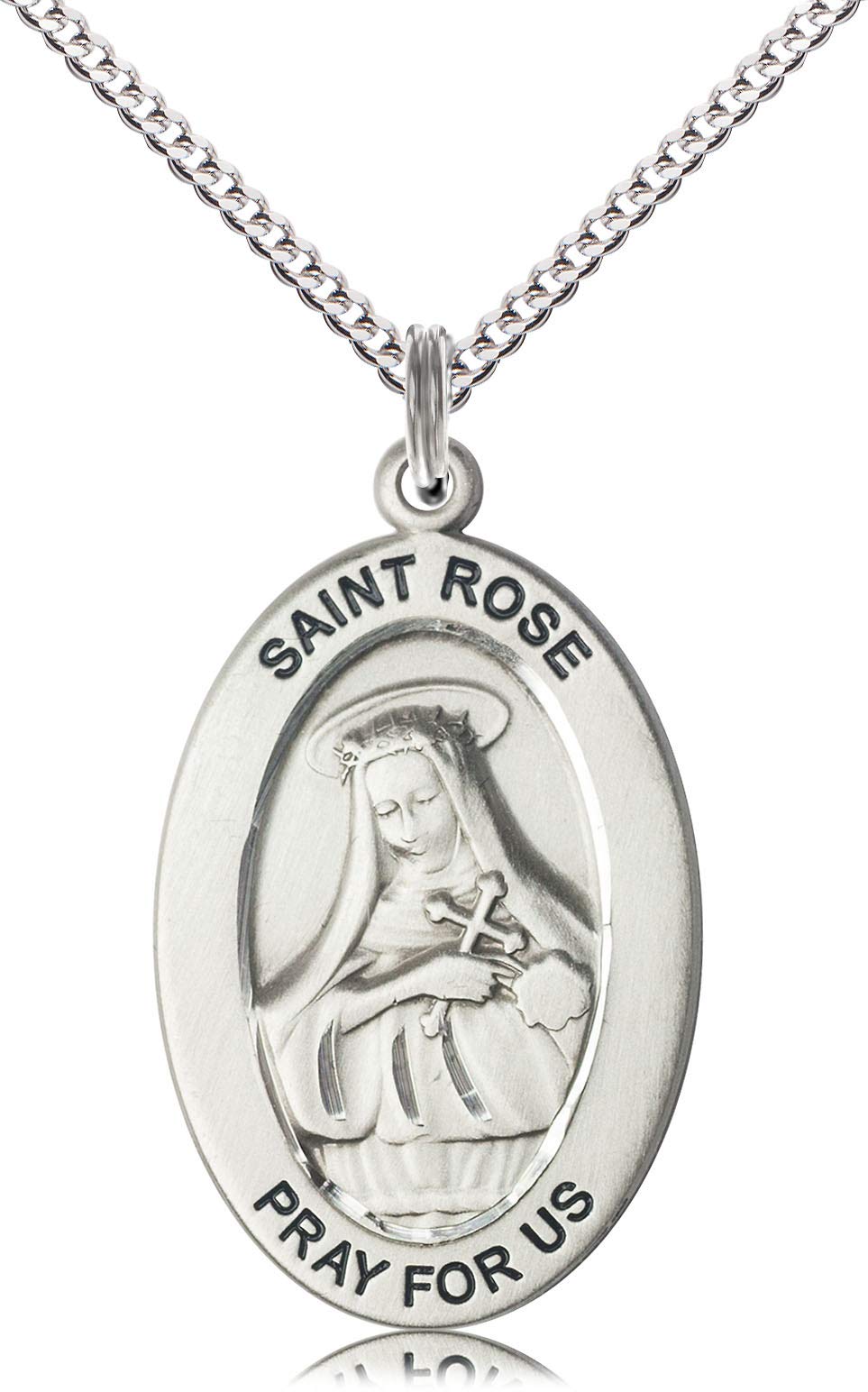 Sterling Silver St. Rose of Lima Pendant Necklace - Religious Jewelry for Women - Perfect for Baptism, First Communion & Everyday Faith Wear