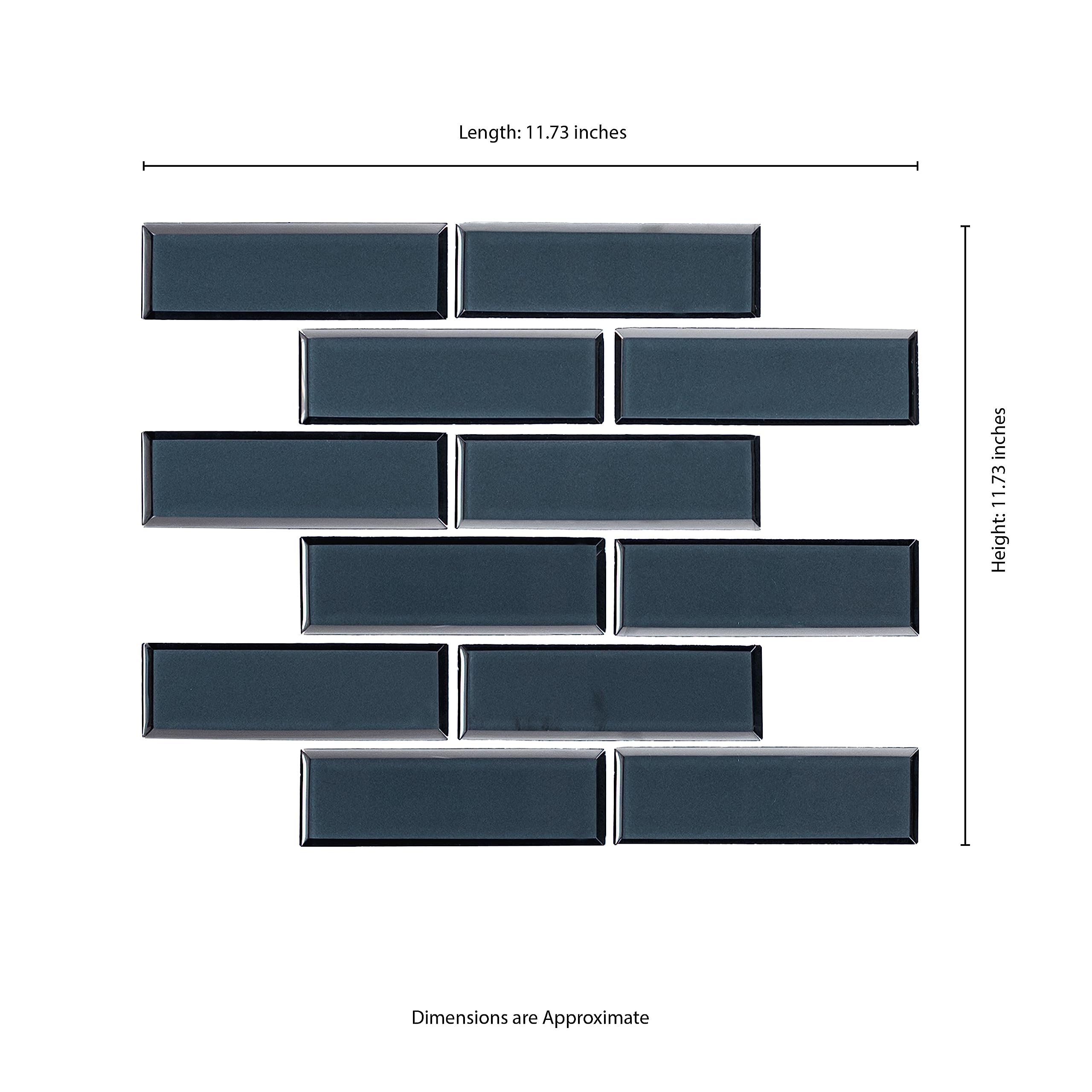 MSI Vague Blue 11.73x11.73 Inch Glass Subway Tile - Kitchen Backsplash, Bathroom & Shower Wall Mosaic Tile with Mesh Mount | Perfect for Modern Home Renovation, Spa-Like Bathroom Design and Stylish Kitchen Upgrade