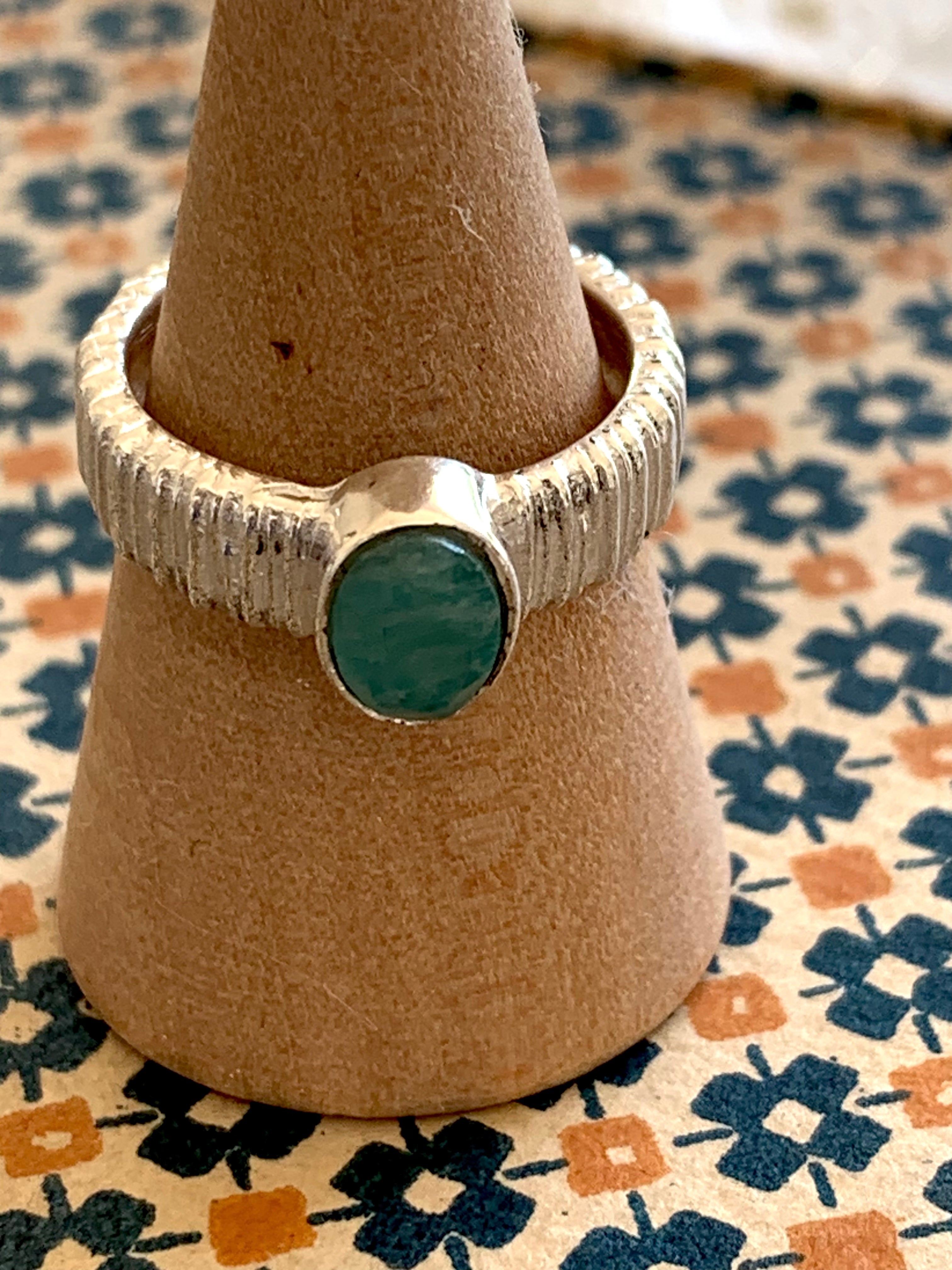Stunning Silver Amazonite Boho Ring - Handmade Designer Jewelry for Women | Perfect for Beach Vacations, Music Festivals & Boho Chic Outfits