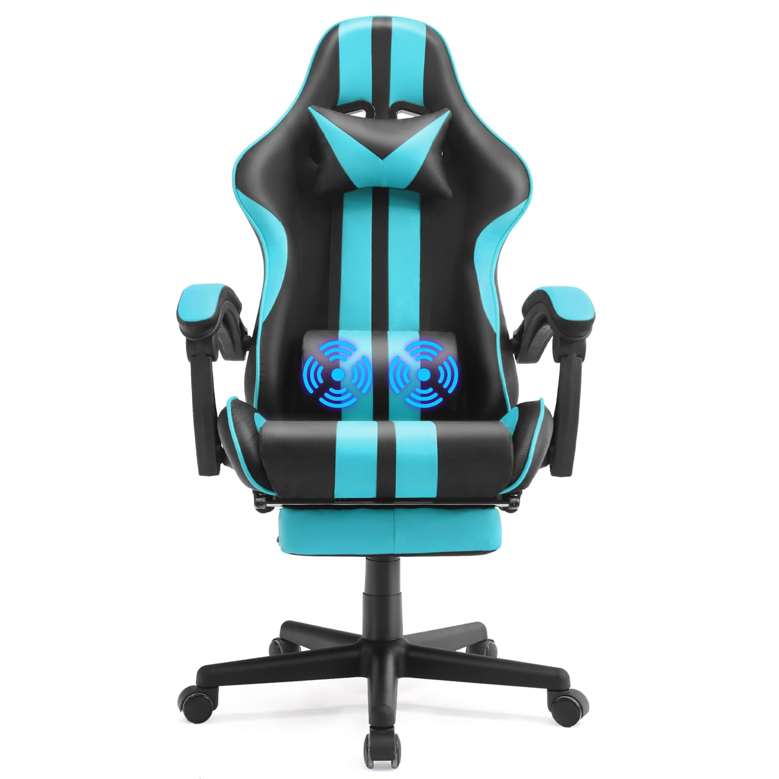 Premium Miami Blue Ergonomic Gaming Chair for Adults & Teens - High Back PC Gaming Chair with Lumbar Support - Perfect for Esports, Streaming & Office Work