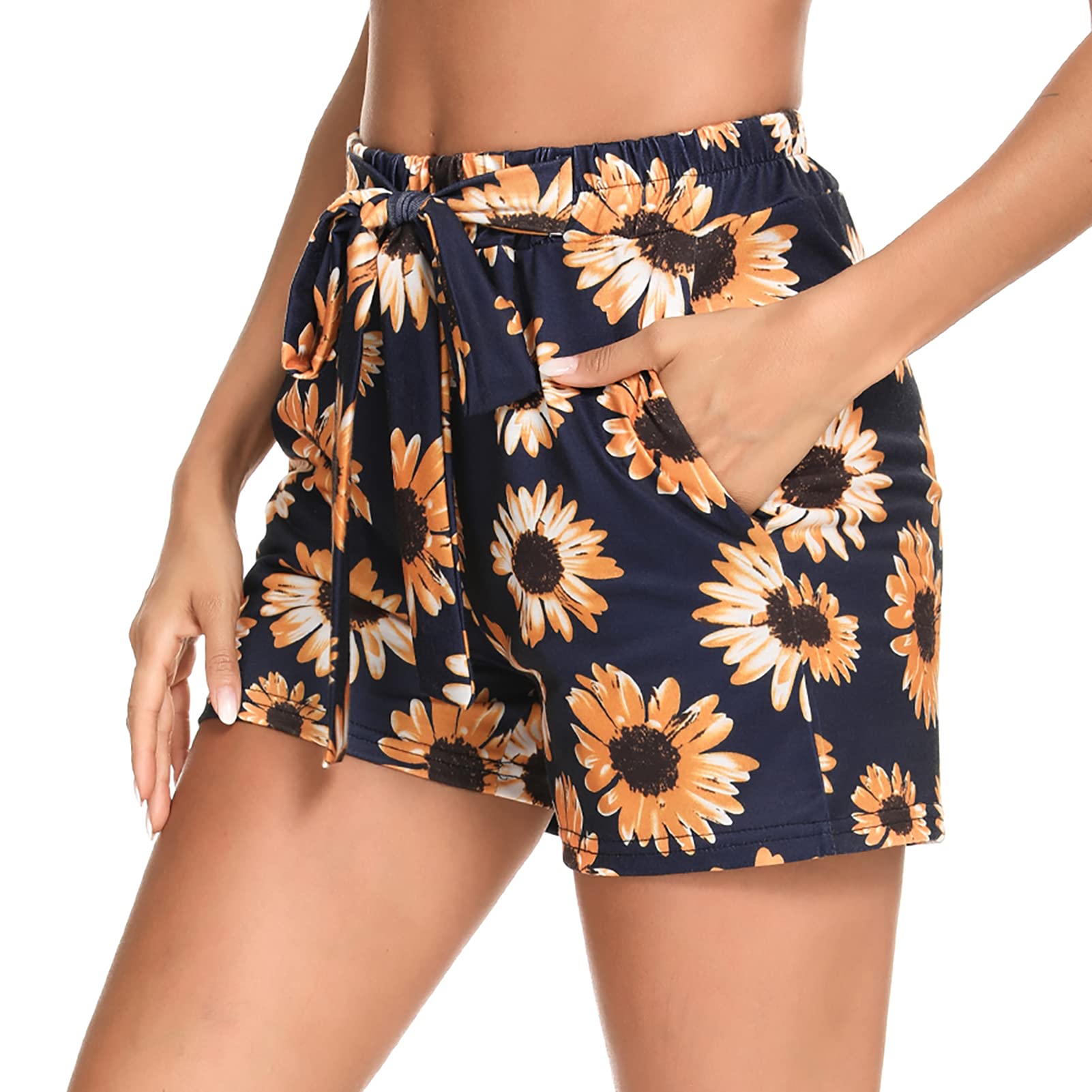 Chriselda Women's Floral Print Boho Shorts - Elastic Waist, Loose Fit Wide Leg with Pockets | Casual Summer Shorts for Beach, Vacation & Everyday Wear