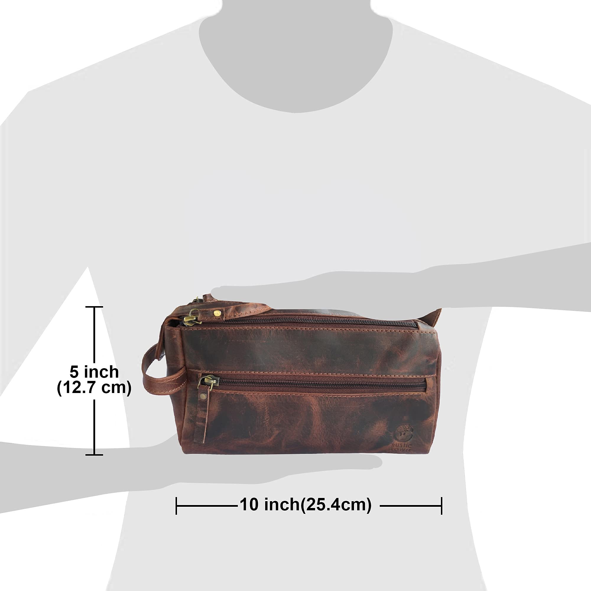 RUSTIC TOWN Premium Leather Toiletry Bag Set for Men & Women - Durable Travel Cosmetic Organizer with Multiple Pockets | Perfect Gift for Business Trips, Camping & Vacation Essentials