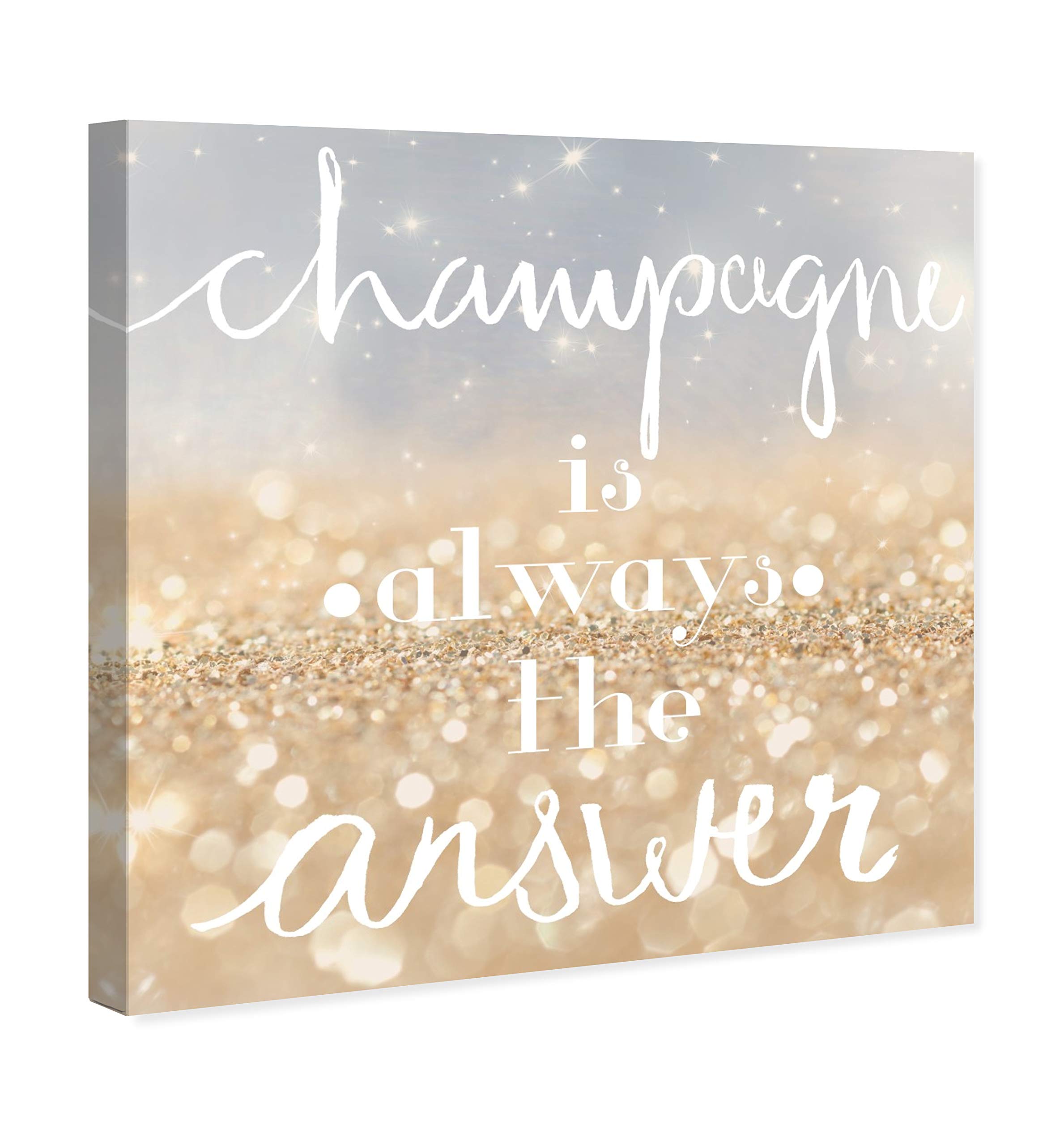 Oliver Gal Artist Co. 'Champagne is Always The Answer' 20x20 Inch Wall Art Canvas Print - Elegant Drinks & Spirits Home Decor for Dining Room, Bar, or Kitchen