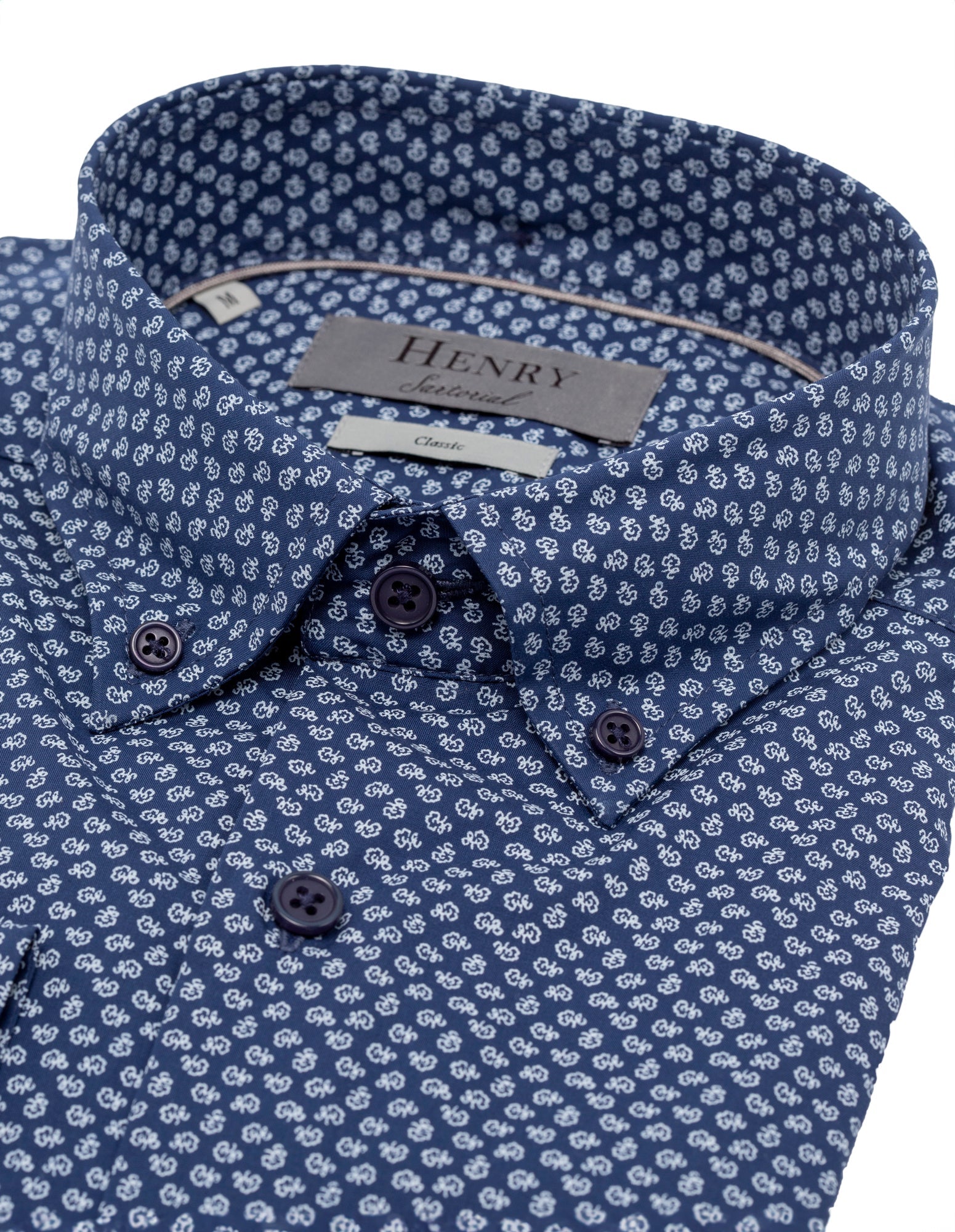 HENRY SARTORIAL Men's Casual Plain Navy Blue Button Down Shirt - Perfect for Office, Date Night & Everyday Wear