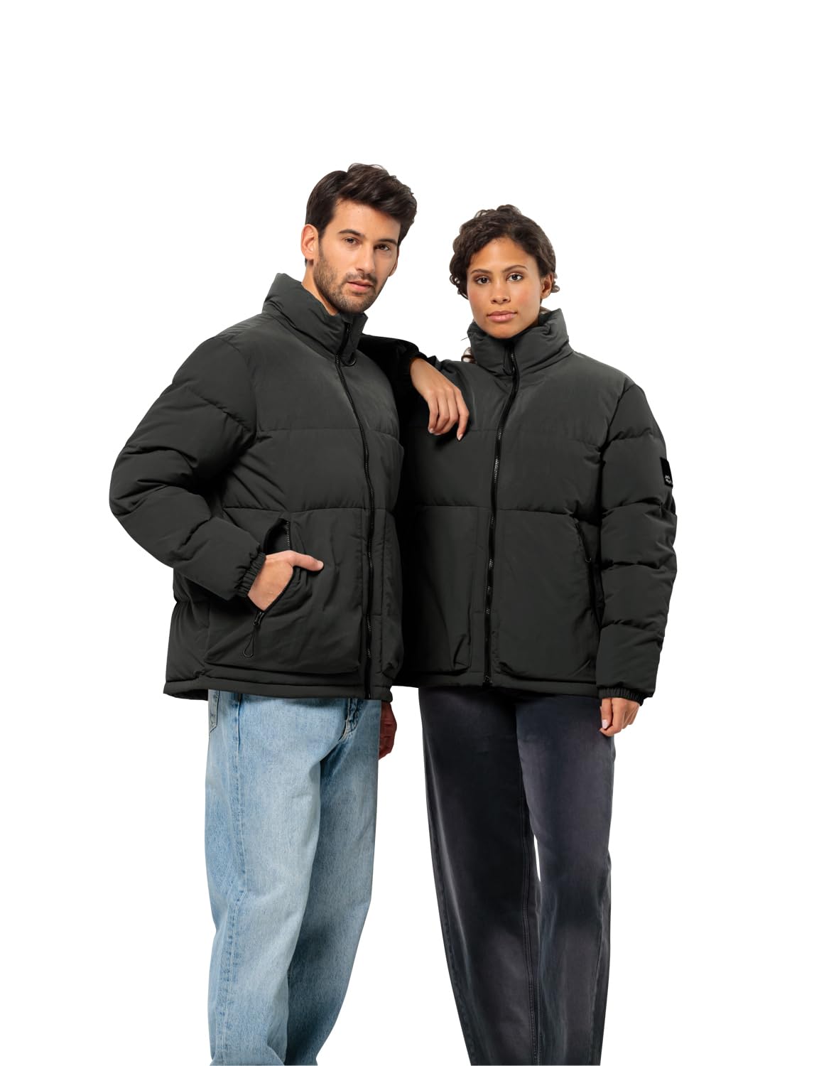 Jack Wolfskin Unisex DELLBRUECK Down Jacket - Lightweight Warm Winter Coat for Men & Women, Water-Resistant, Granite Black, Size L - Perfect for Hiking, Skiing & Outdoor Adventures