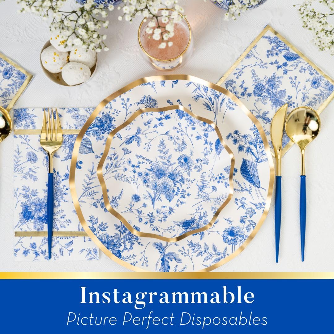 Sophistiplate 64-Piece Elegant Tableware Set - Premium Heavyweight Decorative Paper Plates for Party Decorations - Includes Dinner Plates, Salad Plates & Napkins - Perfect for Weddings, Birthdays, Baby Showers & Holiday Celebrations