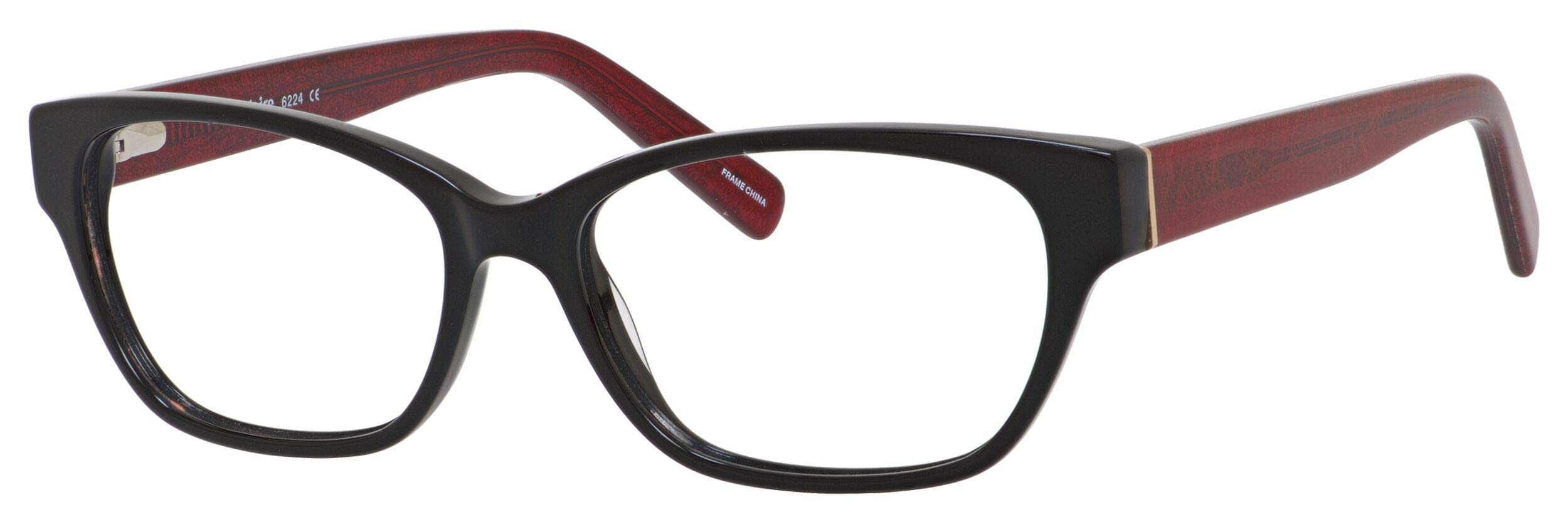 Marie Claire Designer Eyeglass Frames MC6224 - Black & Red Acetate Frames 54mm | Trendy Women's Eyewear for Work & Fashion