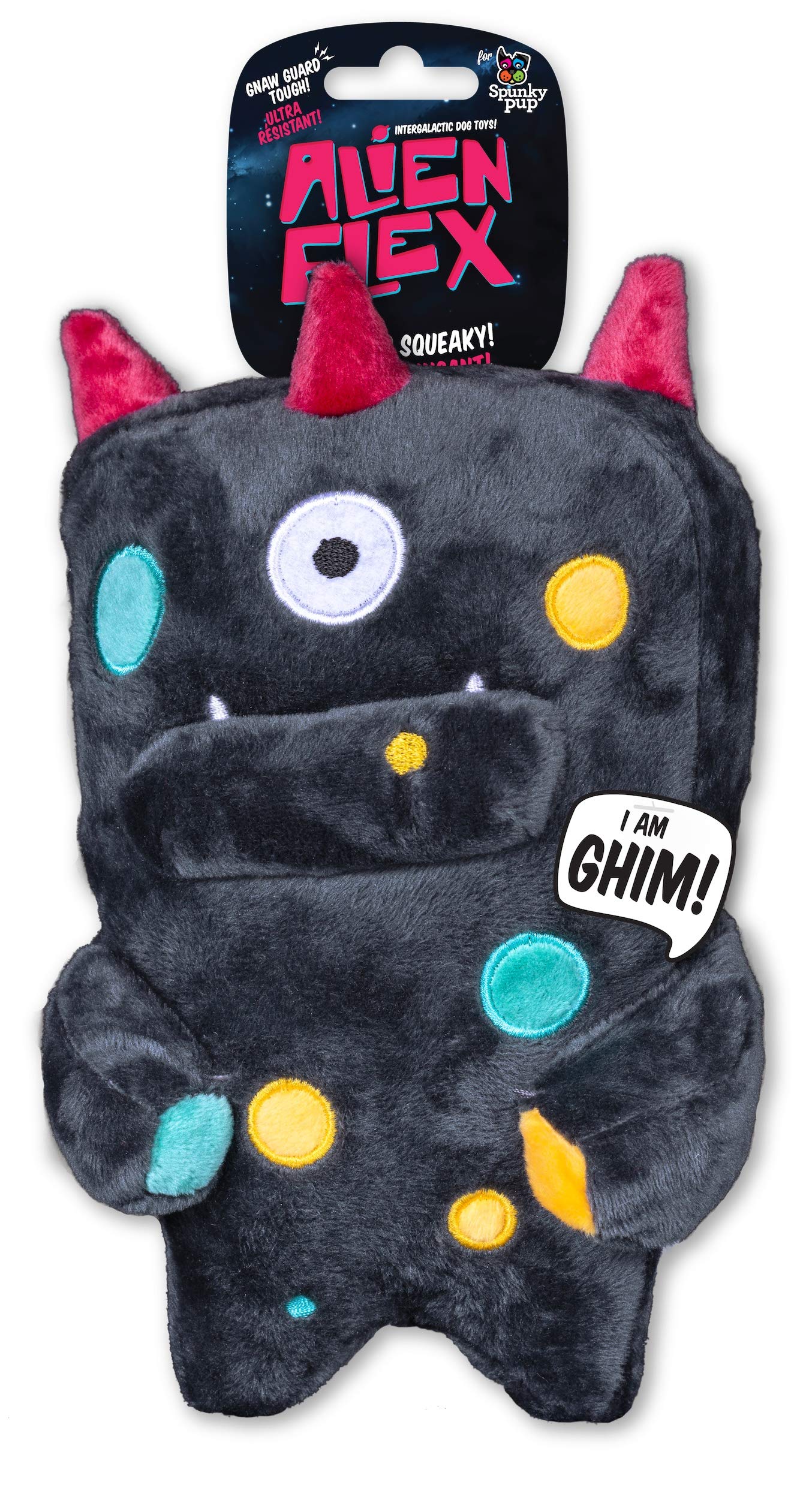 Spunky Pup Alien Flex Plush Dog Toy - Durable Double-Layered Stitching Chew Toy for Small & Medium Dogs | Perfect for Playtime, Training & Teething Relief