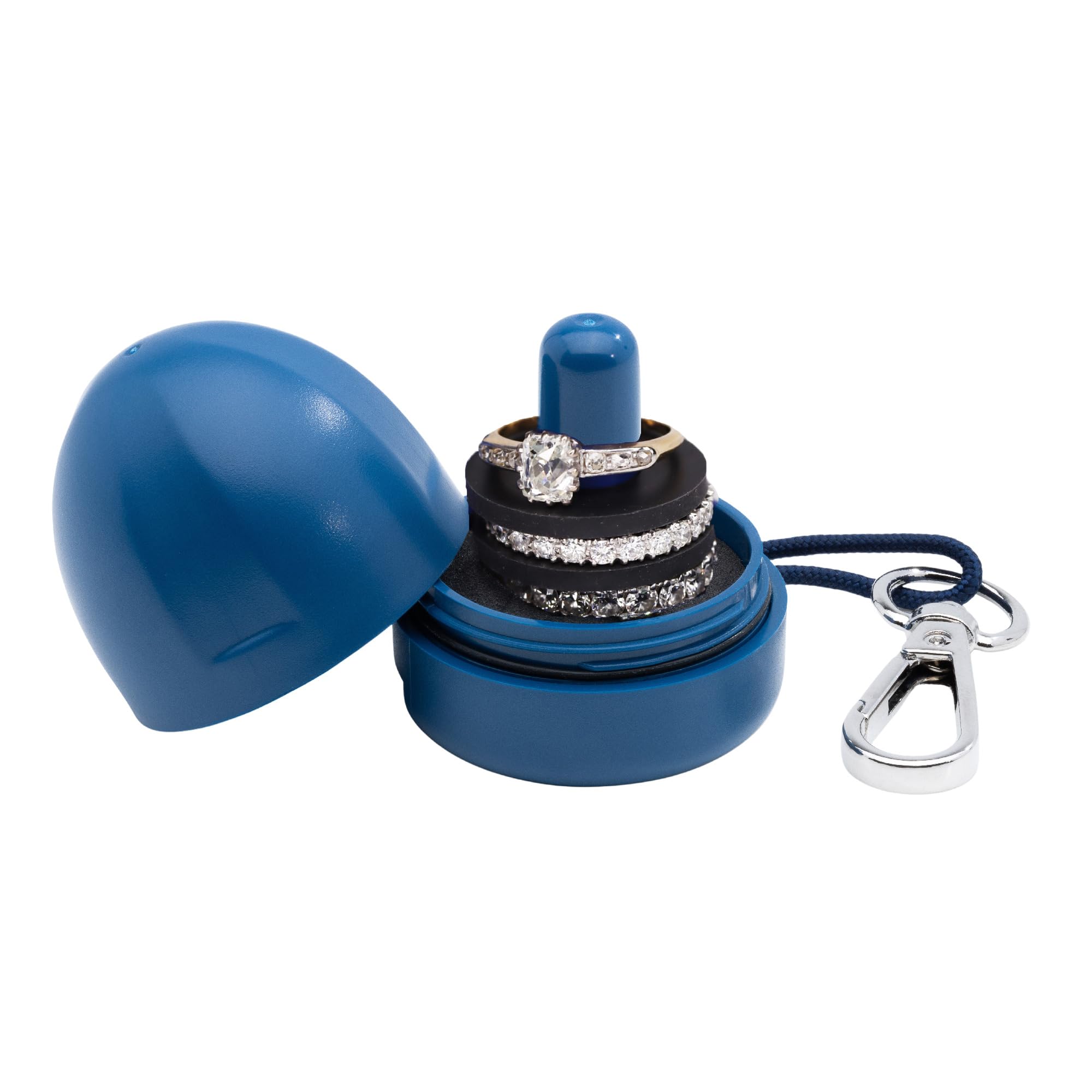 Ring Holder Keychain - Portable Waterproof Jewelry Organizer for Rings, Necklaces & Small Accessories | Travel, Gym & Daily Use Storage Case | Royal Blue
