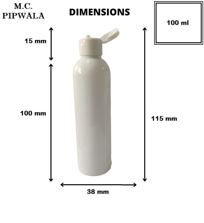 M.C. PIPWALA 100ml Milky White Round Flip Top Plastic Bottles - Leak Proof Travel Cosmetic Containers (Pack of 12) | Perfect for Toiletries, Skincare & DIY Beauty Products