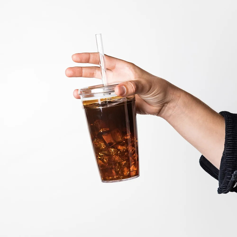 KeepCup Original Clear Plastic Cold Cup for Boba Tea - Reusable BPA-Free Travel Tumbler with Lid & Straw - Perfect for Iced Coffee, Bubble Tea & Smoothies On-The-Go