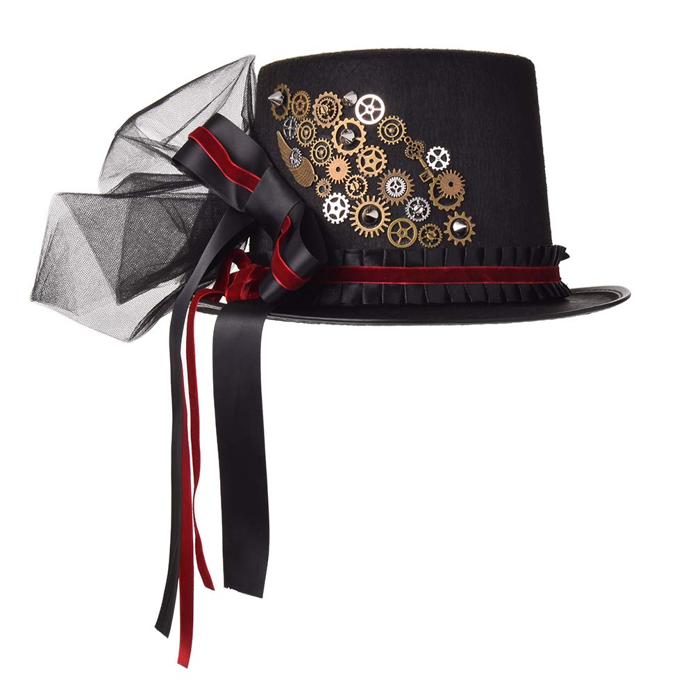 COSDREAMER Unisex Gothic Steampunk Top Hat with Goggles - Victorian Style Costume Accessory for Halloween, Cosplay, LARP, and Themed Parties