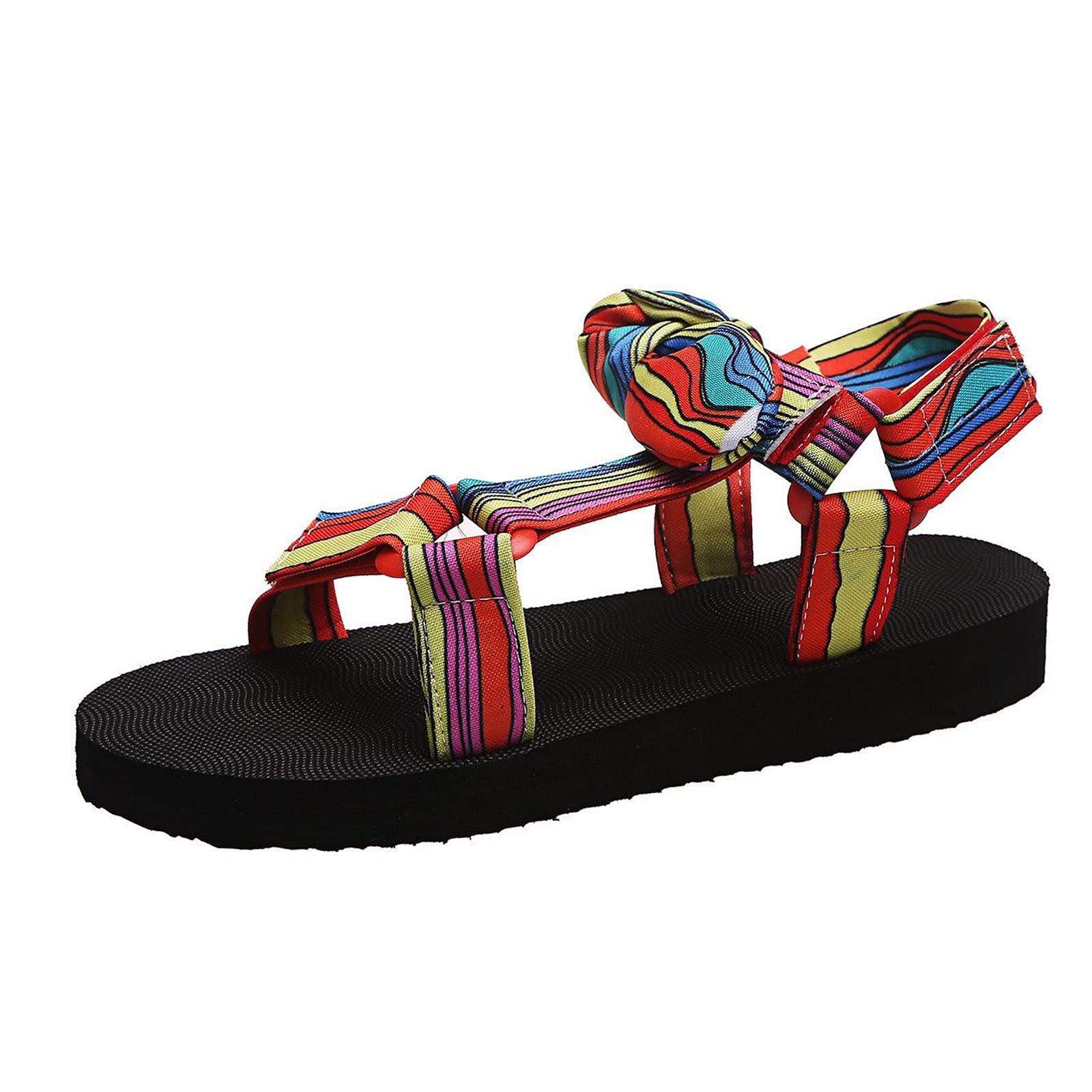 Women's Comfortable Flat Sandals with Bowknot - Summer Fashion Slides for Beach, Pool & Casual Wear - Point Sandals Wave Collection