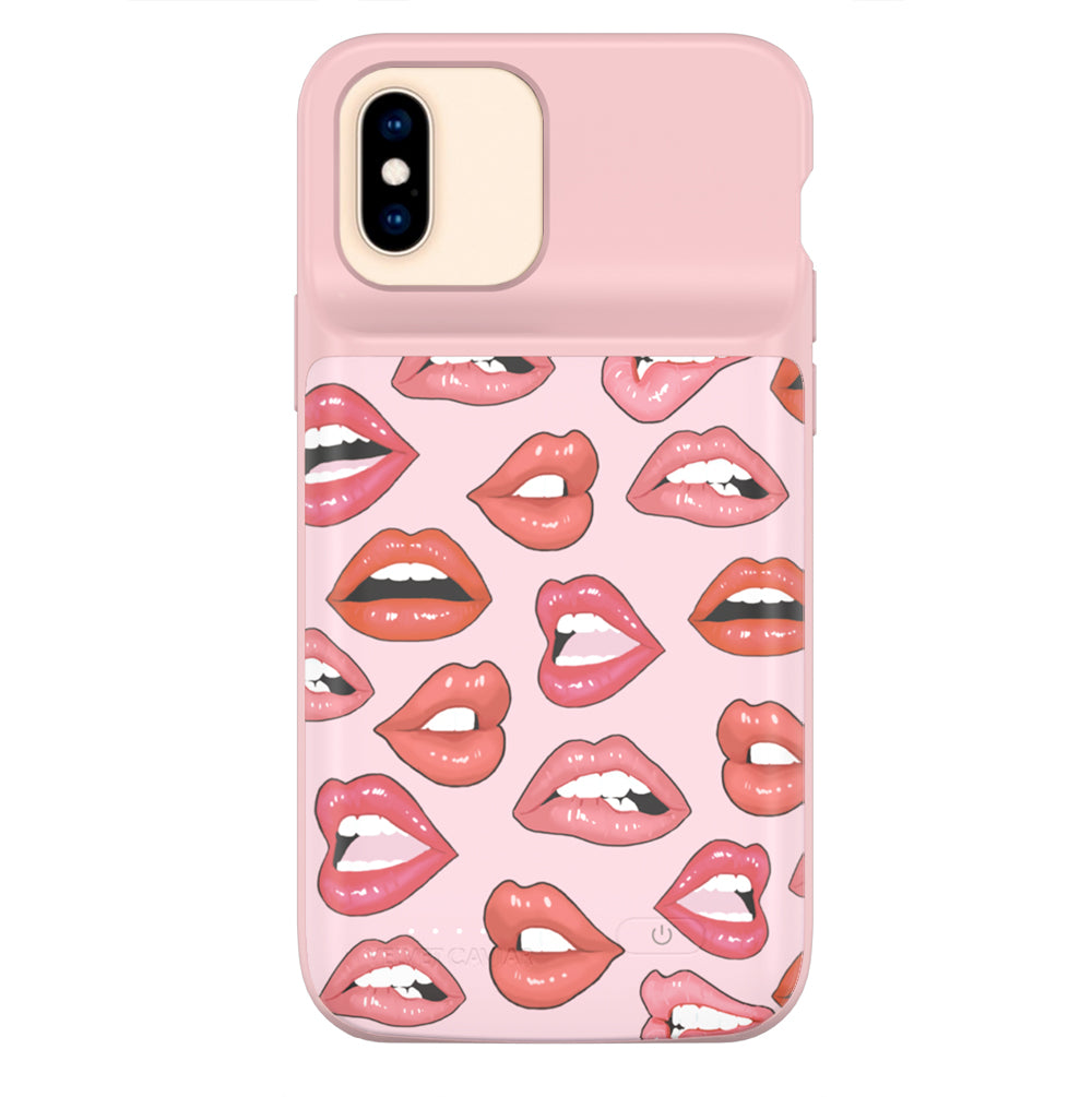 Nude Lips iPhone Charging Case - Portable Power Bank Phone Cover for iPhone 12/13/14 Pro Max - Slim Protective Case with Built-in Battery for Travel, Work & Daily Use