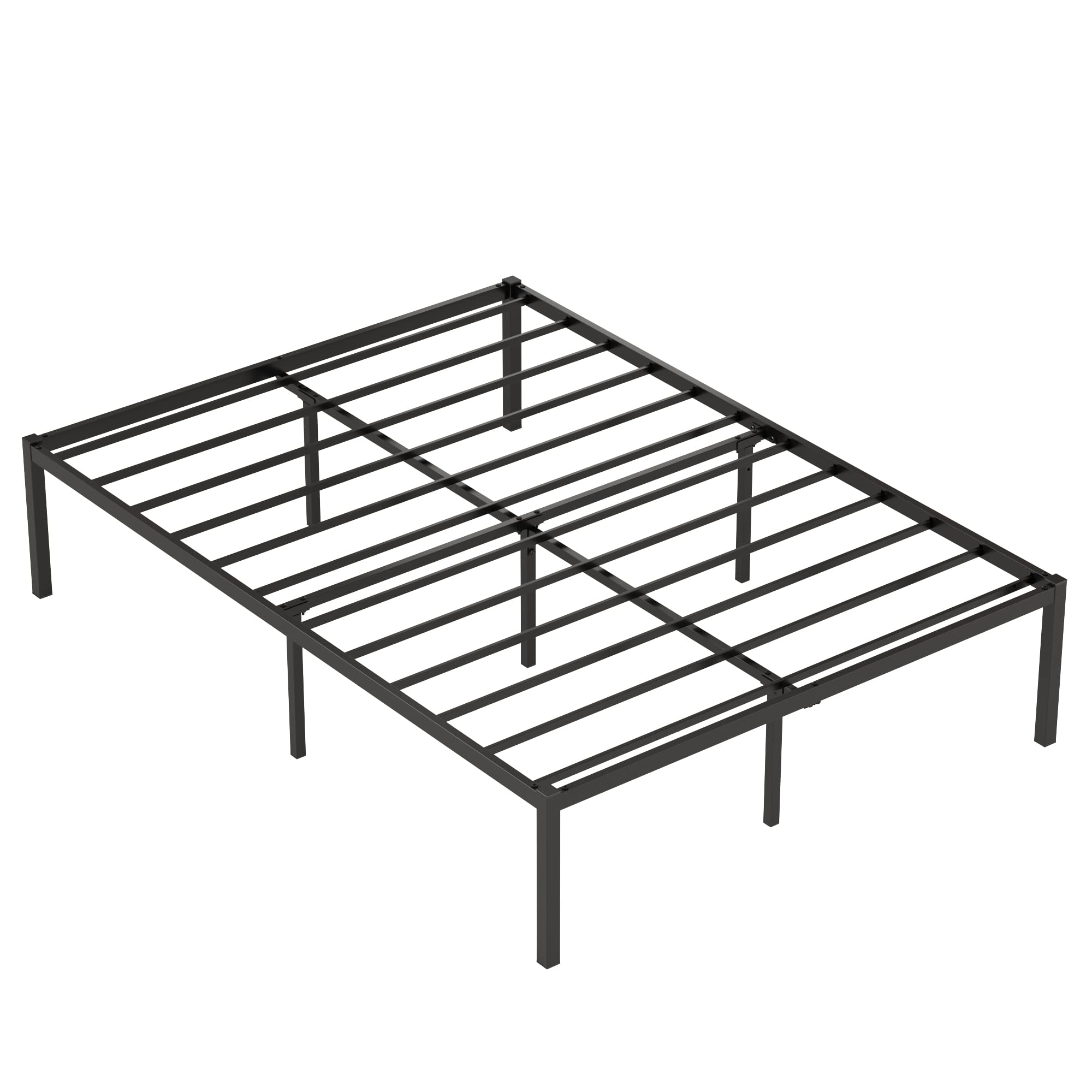Weehom 14 Inch Full Size Metal Platform Bed Frame with Heavy Duty Steel Slats - No Box Spring Needed, Sturdy Mattress Foundation with Underbed Storage Space - Easy Assembly, Black - Perfect for Guest Rooms, Apartments & Dormitories