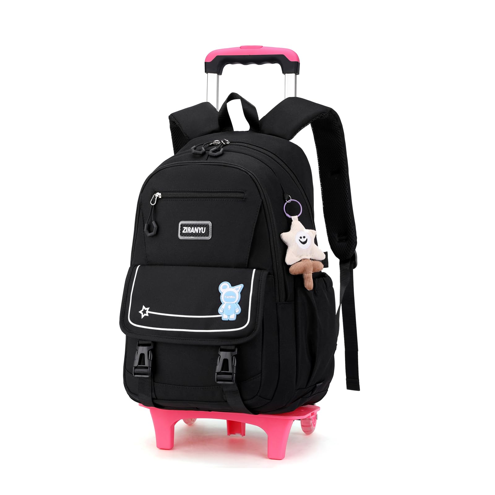 Rolling Backpack with Wheels - Kids Roller Backpack for School & Travel | Durable Trolley Backpack for Boys & Girls | Perfect for Commuting, Airports & Daily Use (Black)