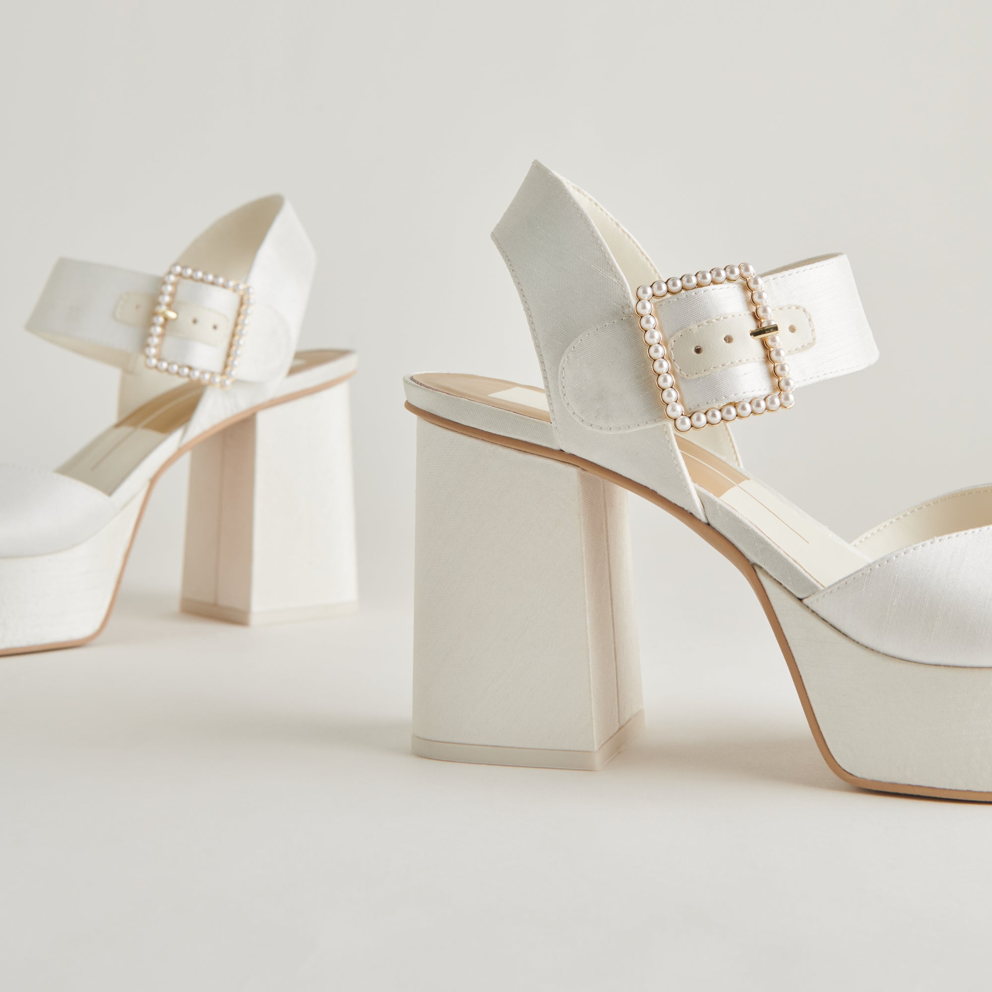 BOBBY PEARL HEELS - Elegant White Pearl Embellished Women's Dress Shoes for Weddings, Parties & Special Occasions
