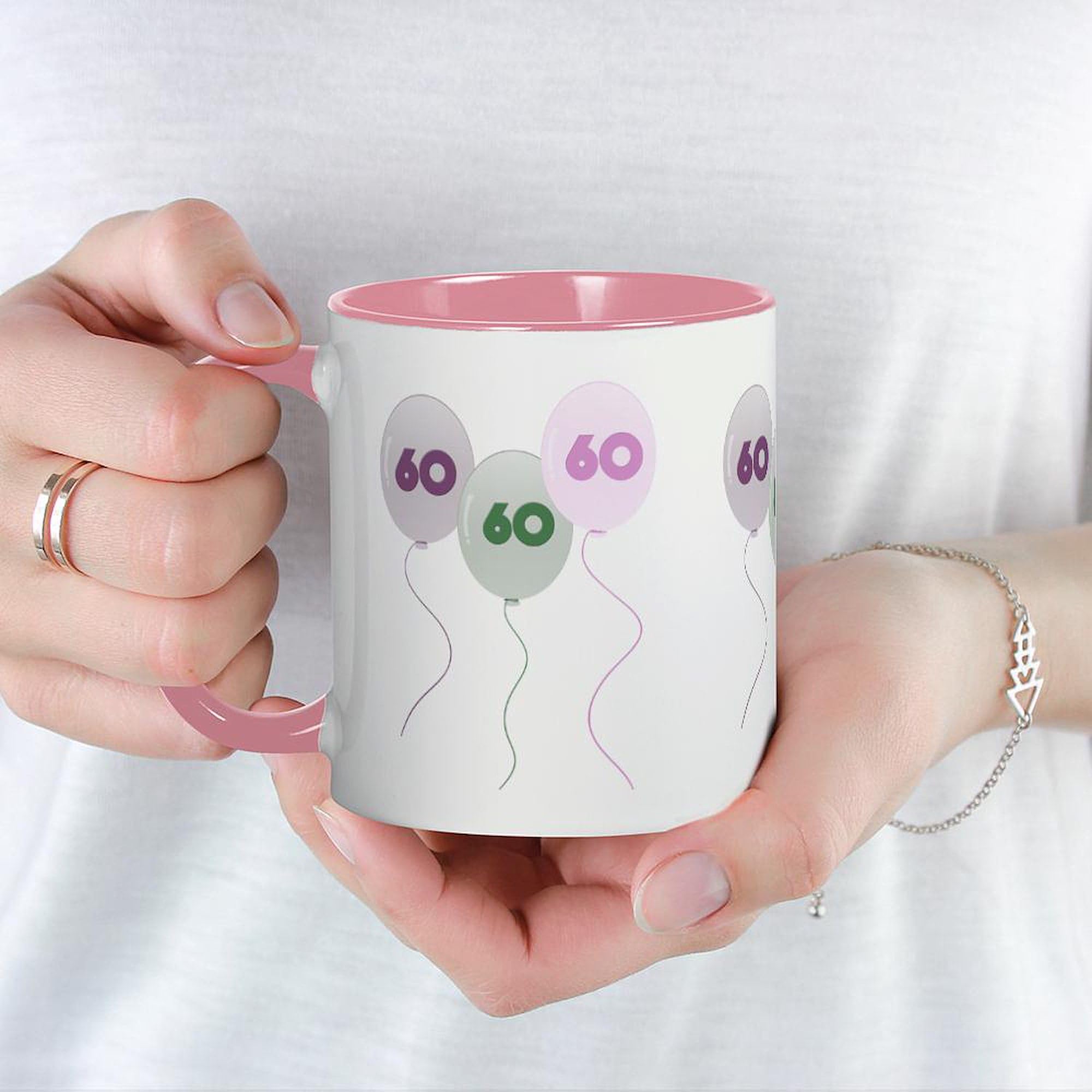 60th Birthday Balloons Ceramic Coffee Mug - 11 oz (325 ml) by CafePress - Perfect for Milestone Celebrations, Office Gifts & Daily Coffee Enjoyment