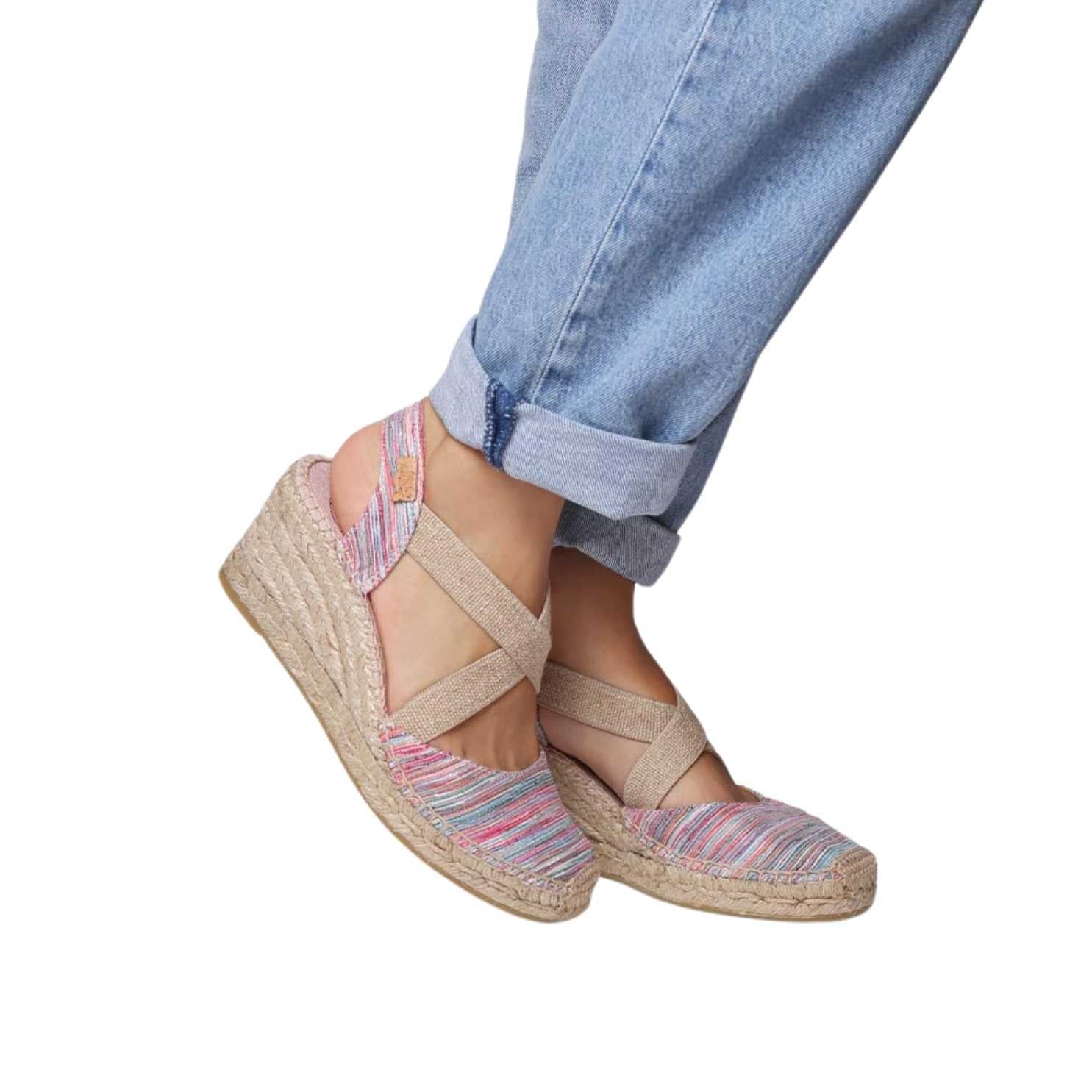 Women's Crossed Strap Fabric Espadrilles - Comfortable Summer Sandals for Beach, Vacation & Casual Outings | Saba RG