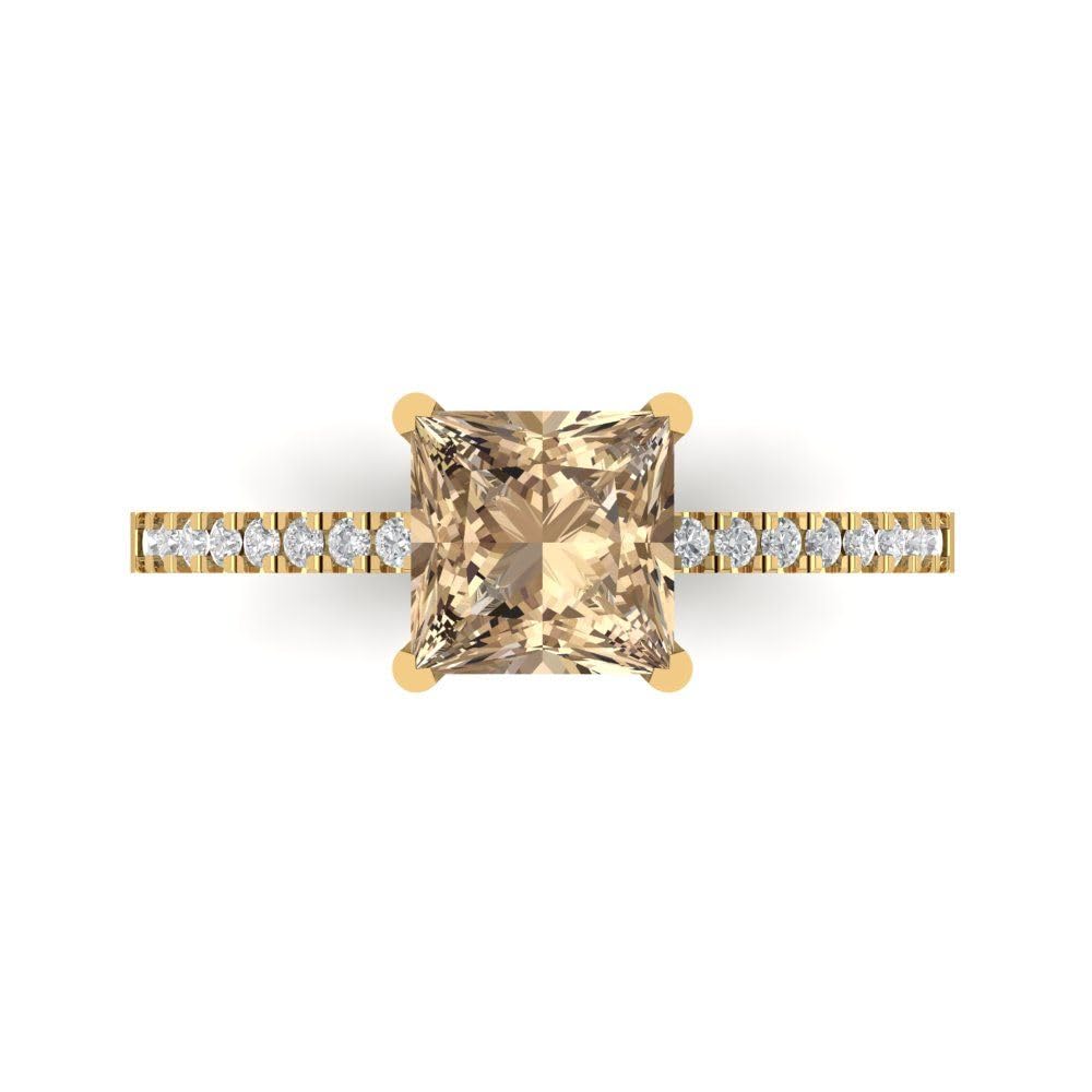 1.66ct Princess Cut Yellow Moissanite Ring - 18k Gold Bridal Jewelry for Engagement & Anniversaries