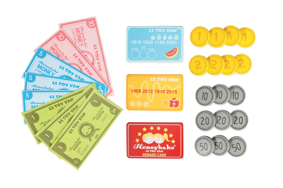 Honeybake Play Money Set - Pretend Cash Register Toy for Kids by Le Toy Van - Perfect for Role Play, Learning Math & Imaginative Play at Home or School