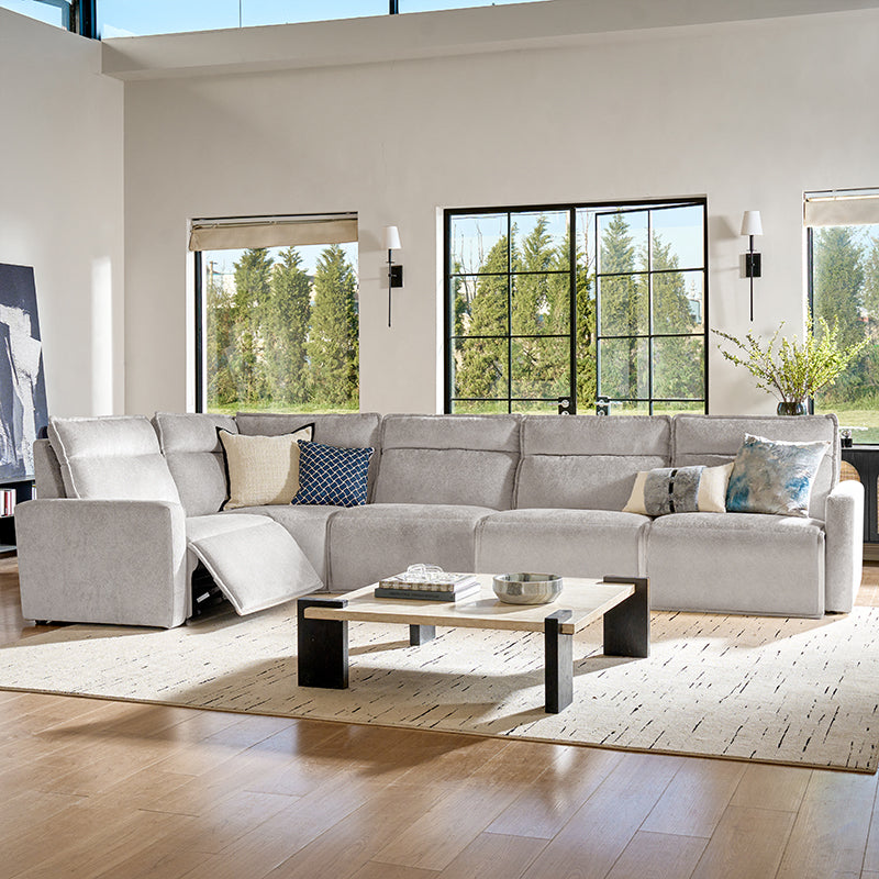 Essentia Power Reclining Corner Sofa - Easy Care Fabric Sectional Couch with USB Charging for Living Room, Home Theater & Family Room Comfort
