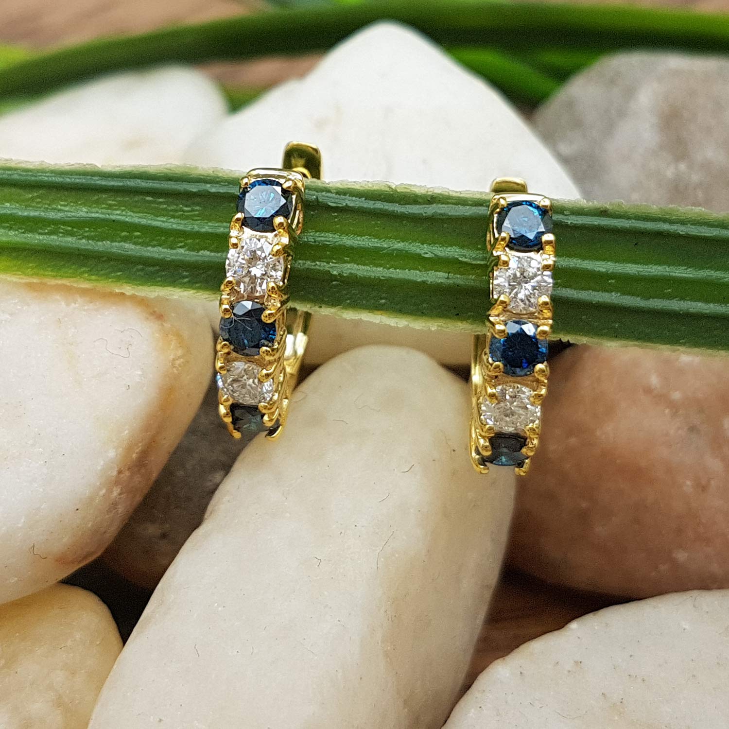 Dazzlingrock Collection 14K Solid Yellow Gold Round Gemstone & White Diamond Women's Huggies Hoop Earrings - Perfect for Everyday Wear, Date Nights & Special Occasions