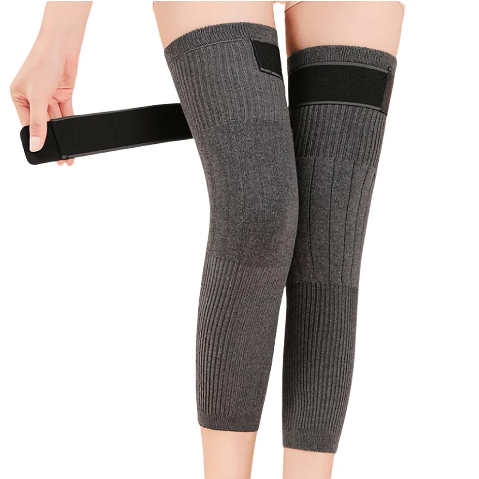 Thermal Wool Knee Warmers for Men & Women - Winter Knee Pads Brace for Skiing, Cycling, Running - Fluffy Elastic Legging Cover - Perfect for Outdoor Sports & Cold Weather Activities