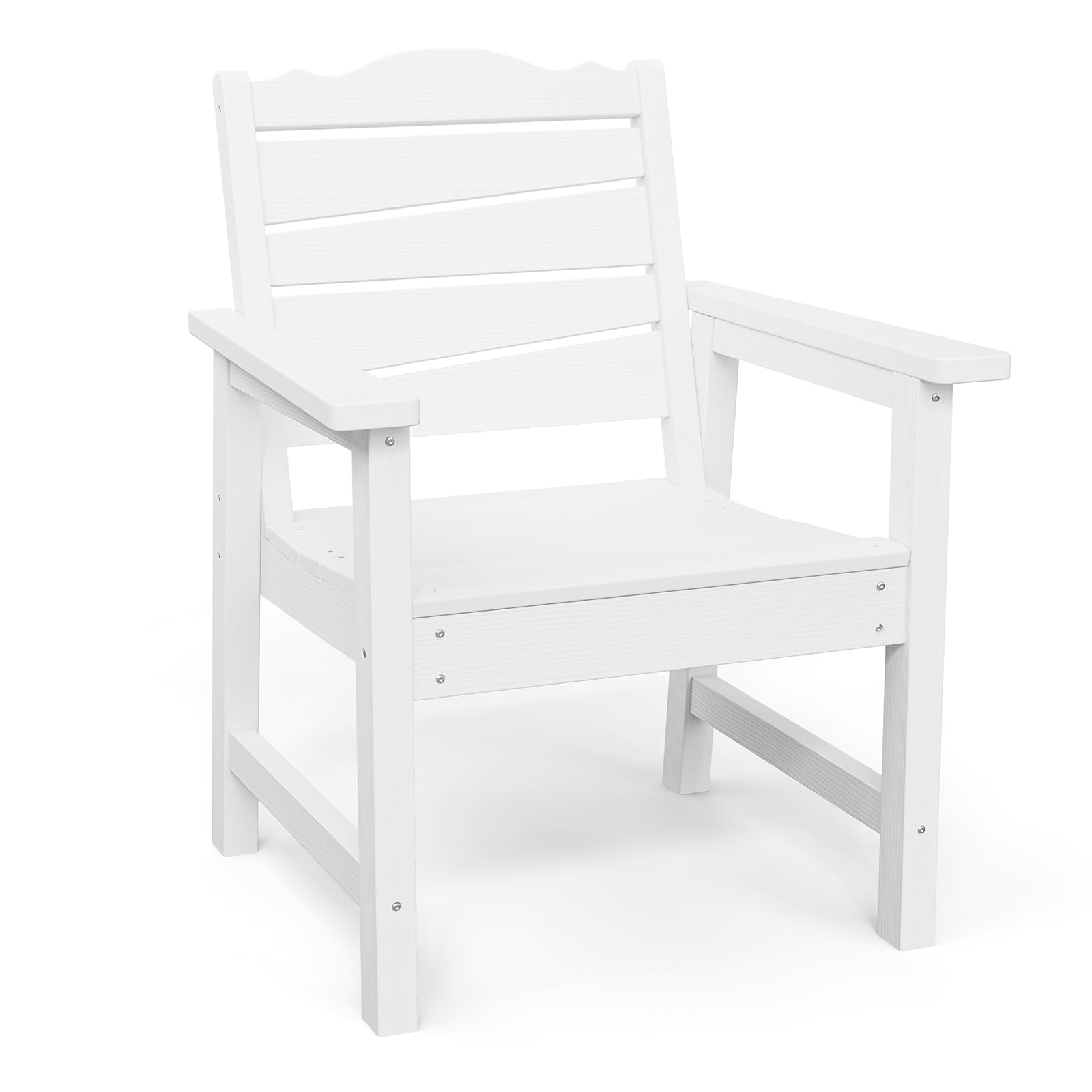 **Weatherproof Poly Lumber Patio Chair - Ergonomic Curved Seat, 400lbs Capacity - Outdoor Dining Chairs for Garden, Porch, Lawn & Backyard (White) - Perfect for Relaxing, Entertaining & Outdoor Dining**