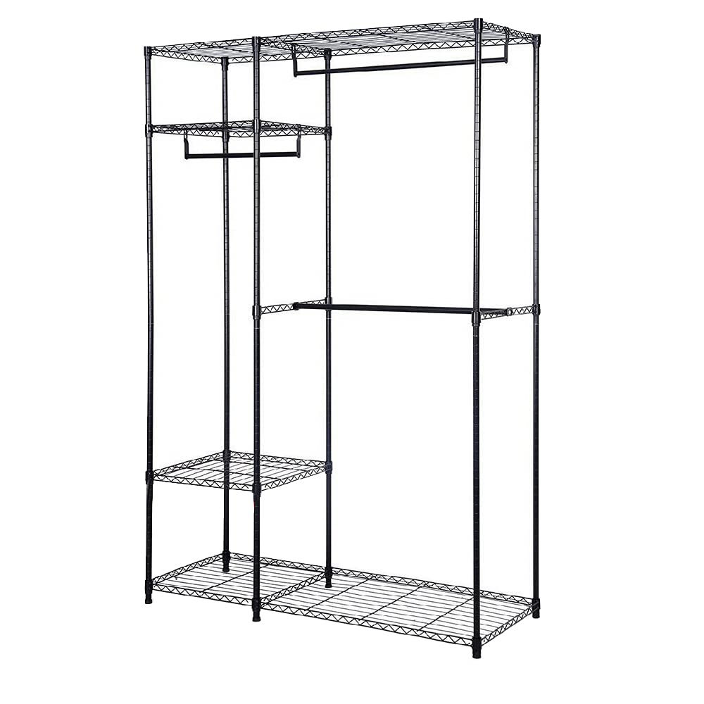 Ochine 4-Tier Heavy Duty Metal Garment Rack - Freestanding Clothes Storage Organizer with Large Wire Shelving for Wardrobe, Closet & Laundry Room - Perfect for Bedroom, Dorm, Apartment & Commercial Use