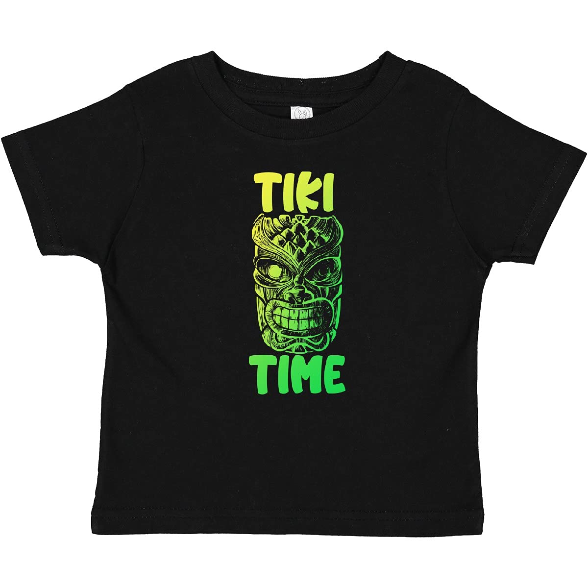 Inktastic Vacation Tiki Time T-Shirt - Funny Tiki Mask with Grinning Teeth Design for Babies & Toddlers - Perfect for Beach Parties, Hawaiian Luaus, and Summer Vacations
