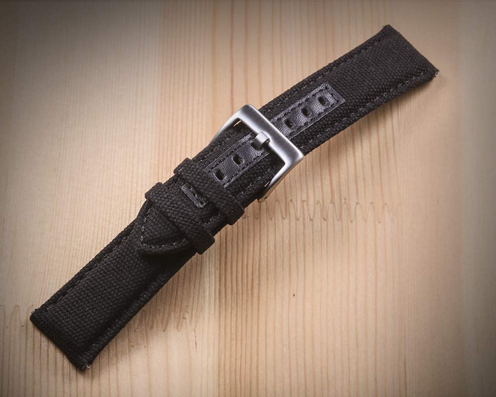 Hemsut Military Canvas Watch Bands 18mm - Quick Release Watch Strap for Men - Durable Fabric Replacement Band for Casual & Sport Watches - Perfect for Outdoor Activities, Hiking, and Everyday Wear